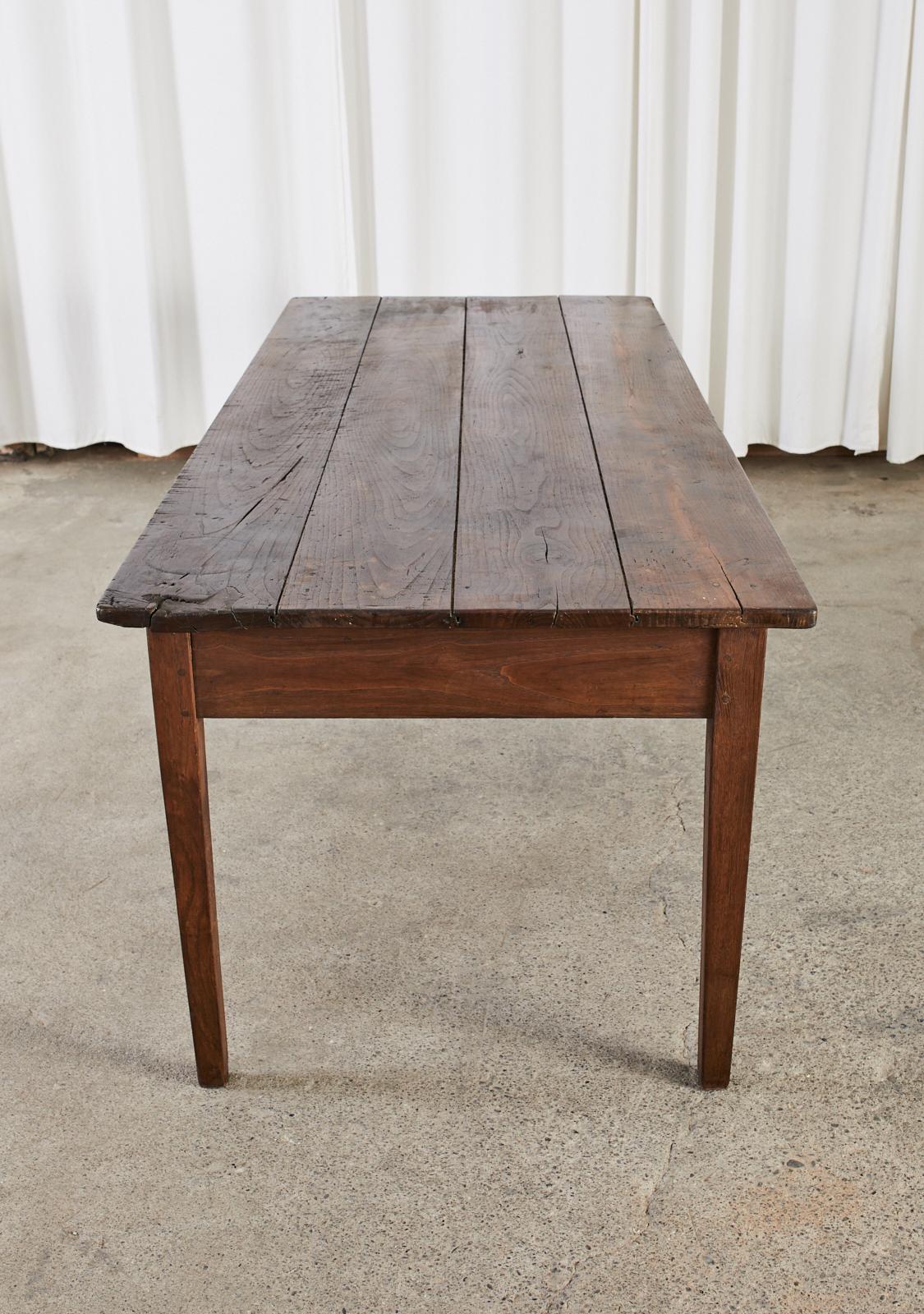 19th Century Country French Provincial Chestnut Farmhouse Dining Table  For Sale 2