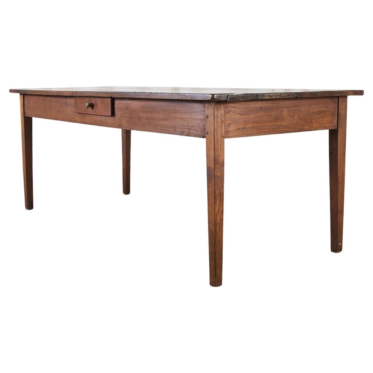 19th Century Country French Provincial Chestnut Farmhouse Dining Table  For Sale