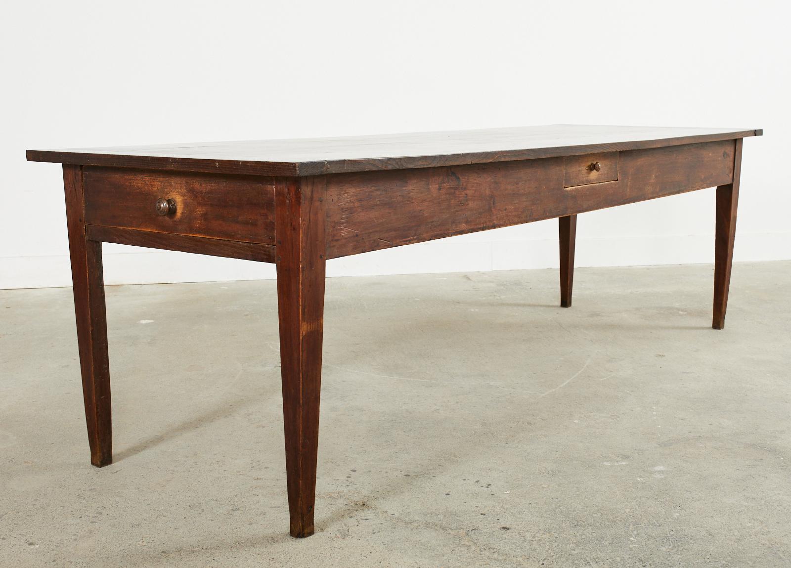 19th Century Country French Provincial Chestnut Farmhouse Table  9