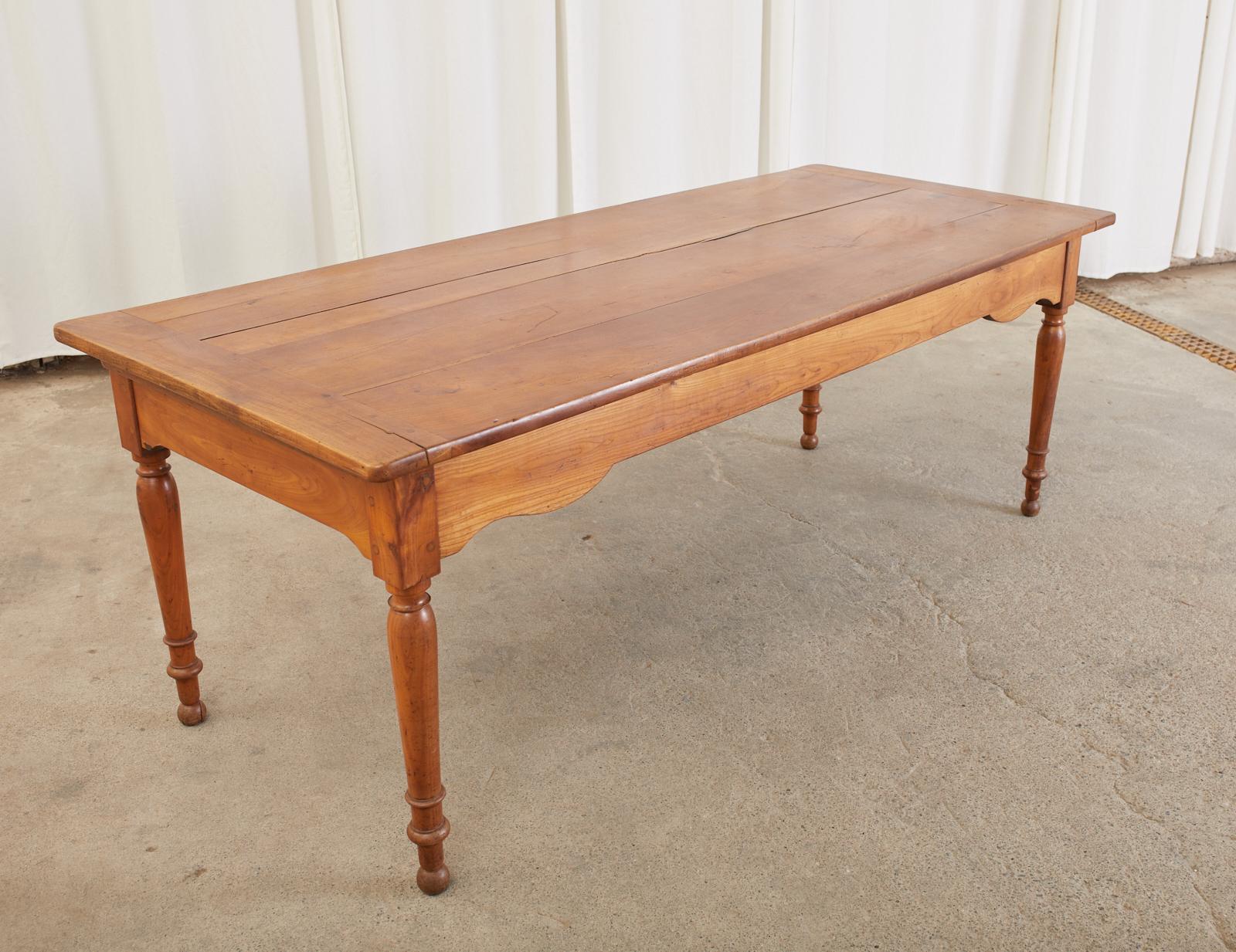 19th Century Country French Provincial Farmhouse Fruitwood Dining Table For Sale 9