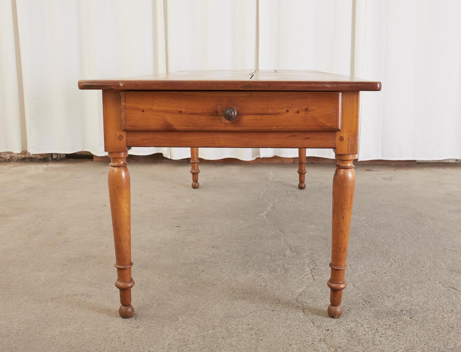 19th Century Country French Provincial Farmhouse Fruitwood Dining Table For Sale 12