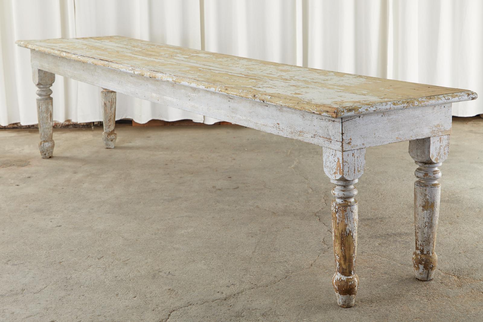 Painted 19th Century Country French Provincial Farmhouse Table