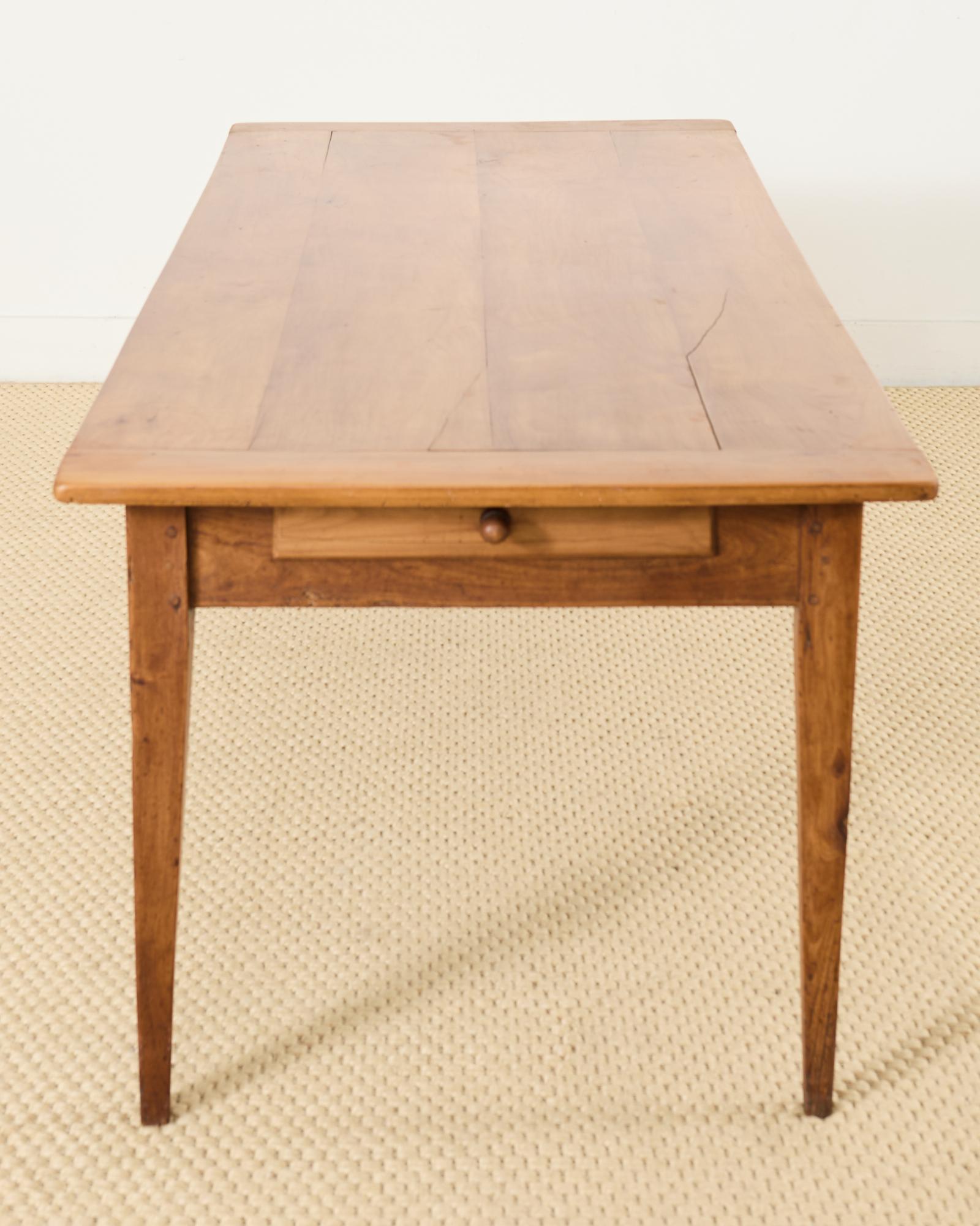 19th Century Country French Provincial Fruitwood Farmhouse Dining Table For Sale 6