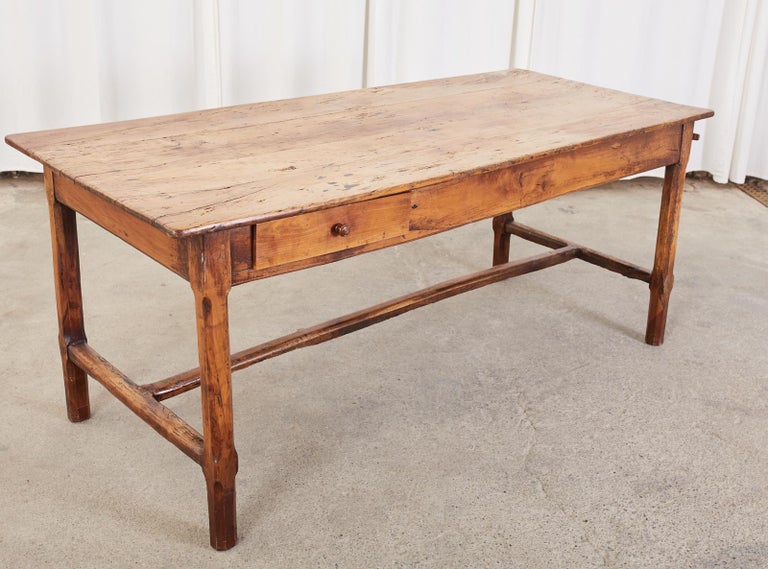19th Century Country French Provincial Fruitwood Farmhouse Dining Table For Sale 9