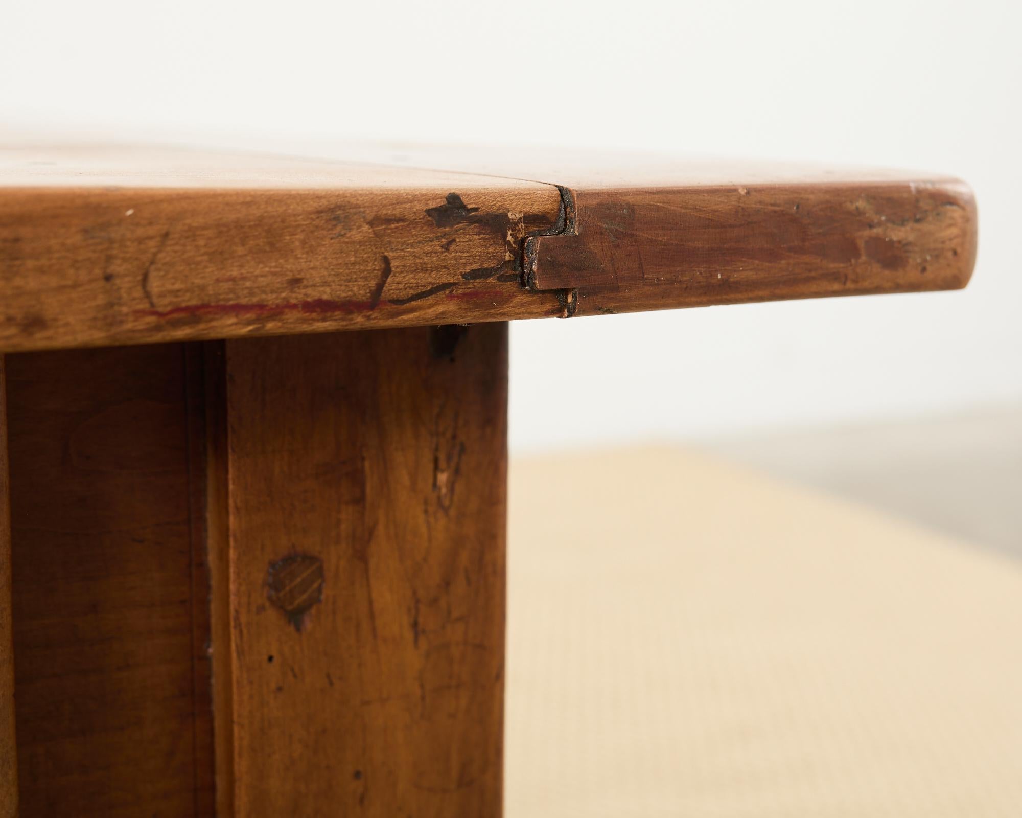19th Century Country French Provincial Fruitwood Farmhouse Dining Table For Sale 12