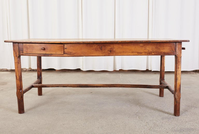 19th Century Country French Provincial Fruitwood Farmhouse Dining Table For Sale 15