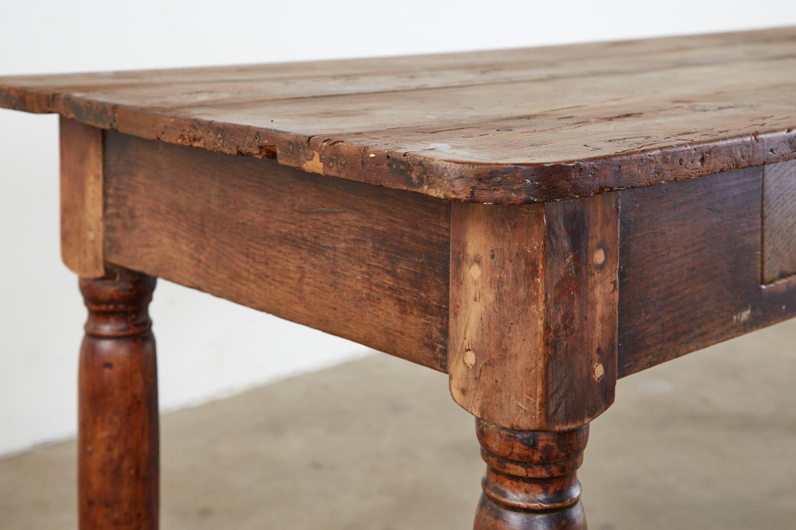 19th Century Country French Provincial Fruitwood Farmhouse Dining Table For Sale 15