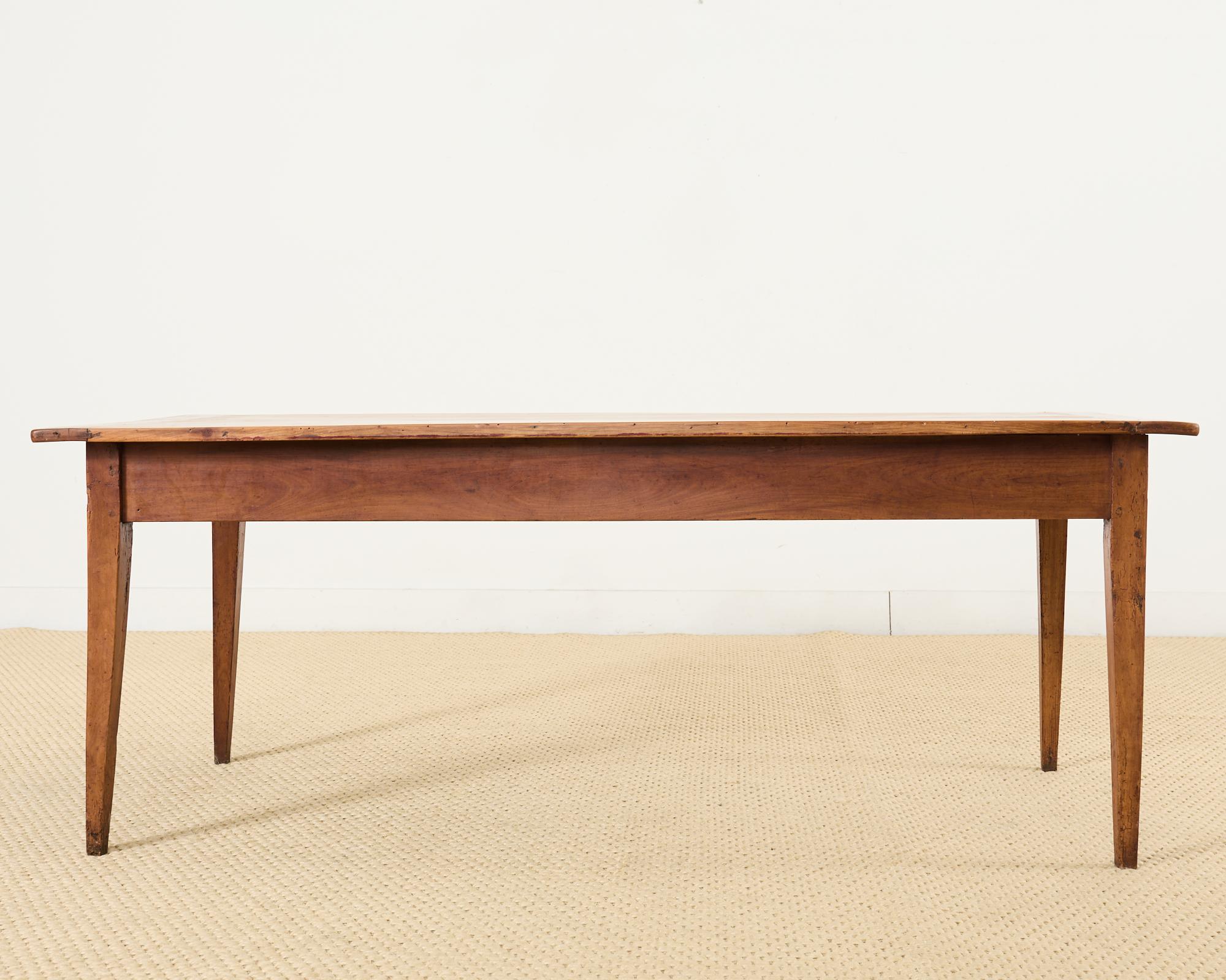 19th Century Country French Provincial Fruitwood Farmhouse Dining Table For Sale 16