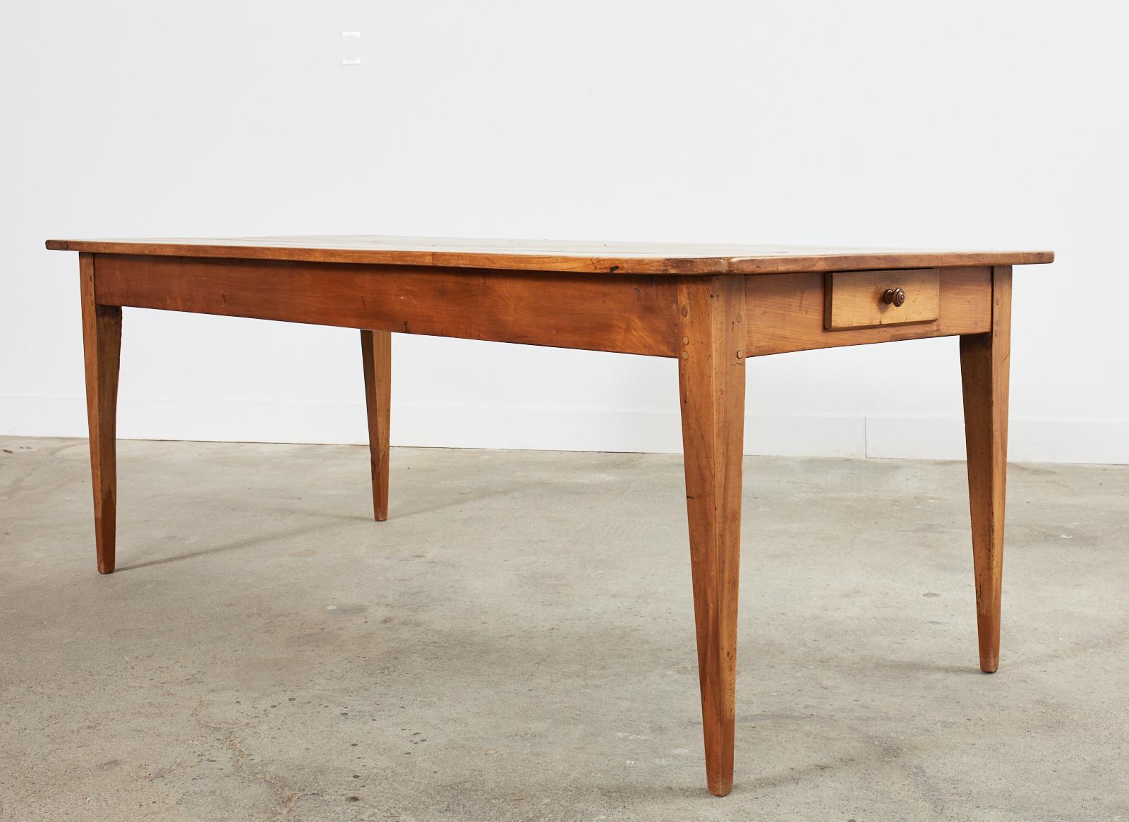 19th Century Country French Provincial Fruitwood Farmhouse Dining Table In Good Condition In Rio Vista, CA