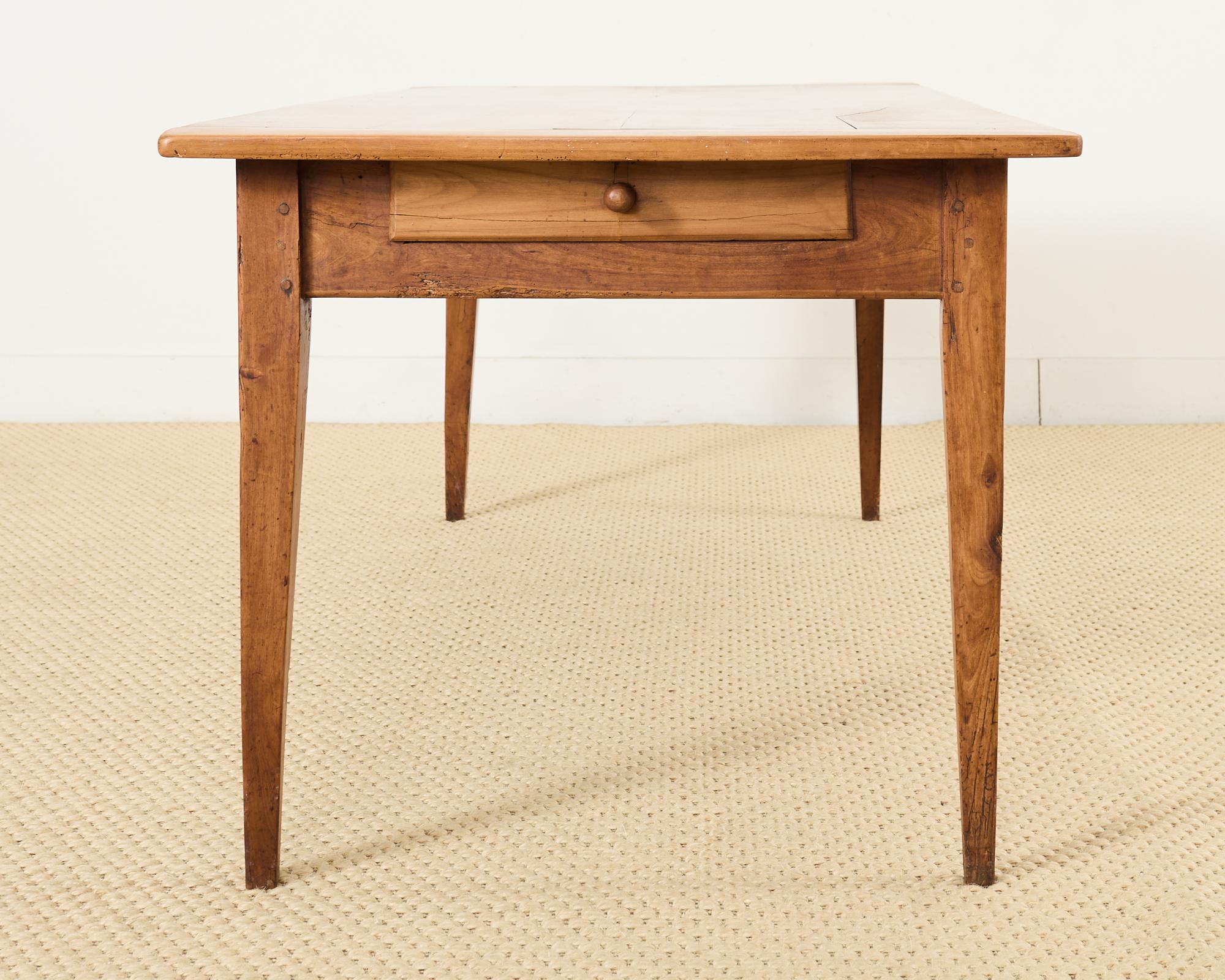 19th Century Country French Provincial Fruitwood Farmhouse Dining Table For Sale 2
