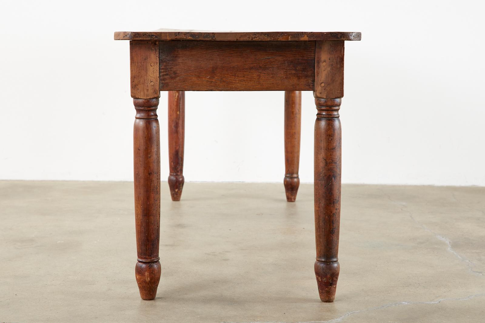 19th Century Country French Provincial Fruitwood Farmhouse Dining Table For Sale 3