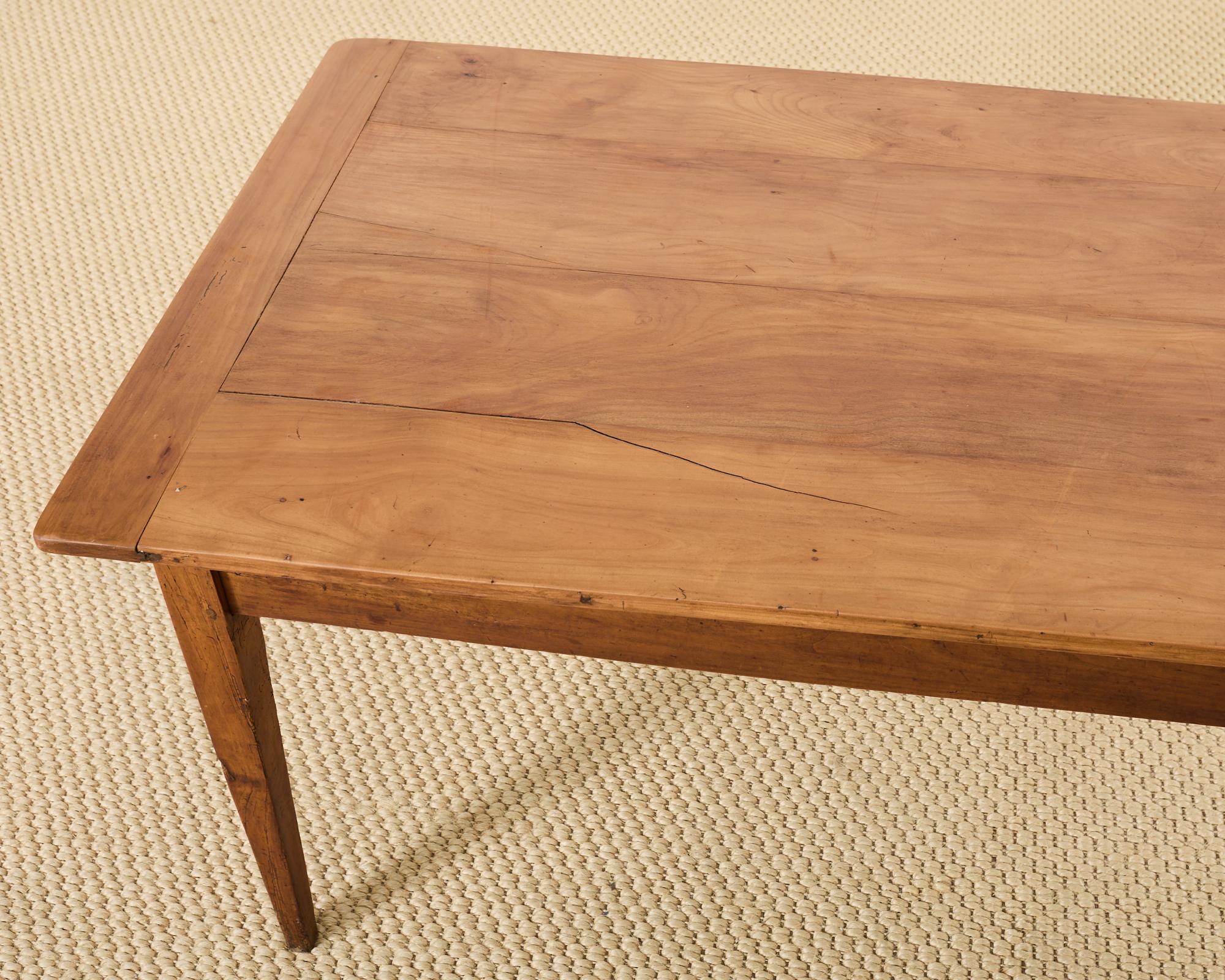 19th Century Country French Provincial Fruitwood Farmhouse Dining Table For Sale 3