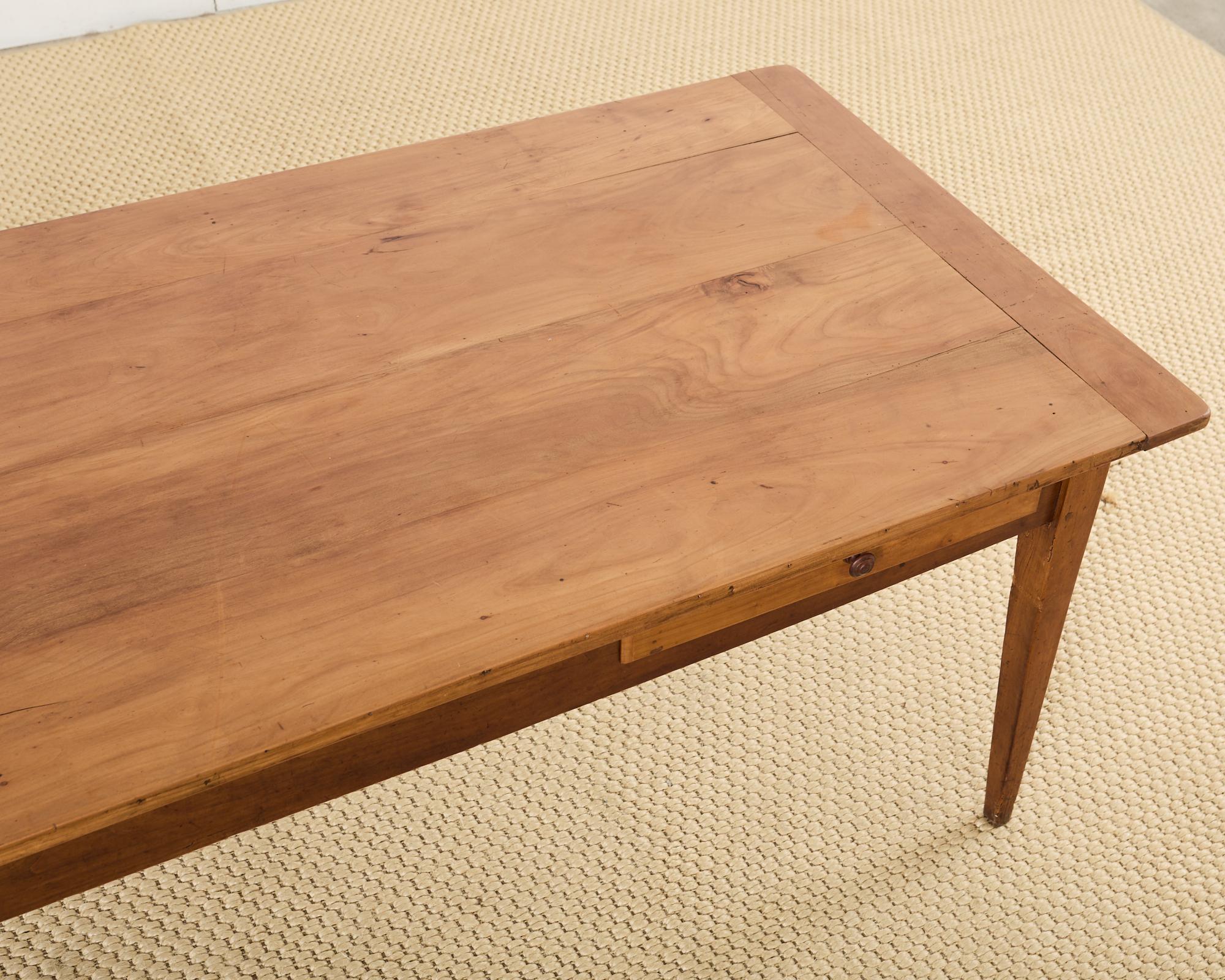 19th Century Country French Provincial Fruitwood Farmhouse Dining Table For Sale 4