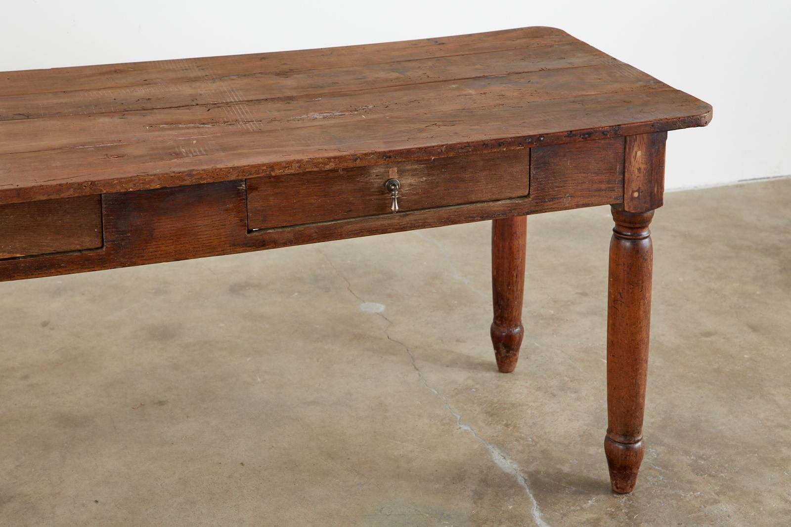 19th Century Country French Provincial Fruitwood Farmhouse Dining Table For Sale 5