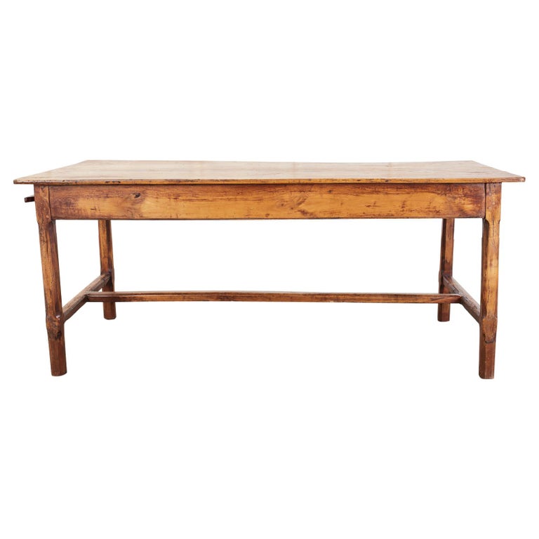 19th Century Country French Provincial Fruitwood Farmhouse Dining Table For Sale