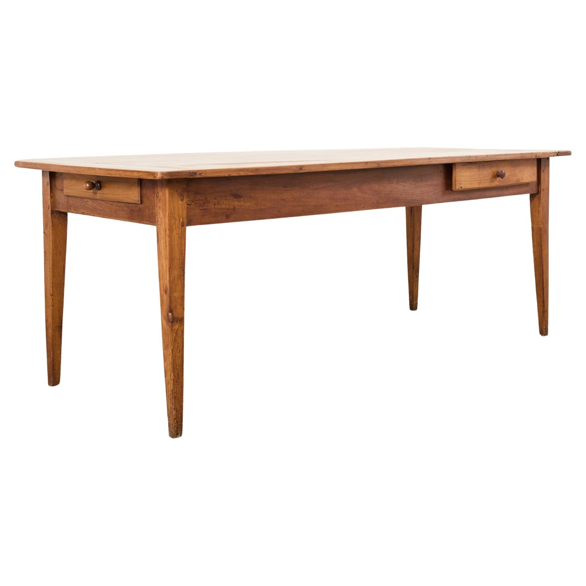 19th Century Country French Provincial Fruitwood Farmhouse Dining Table For Sale