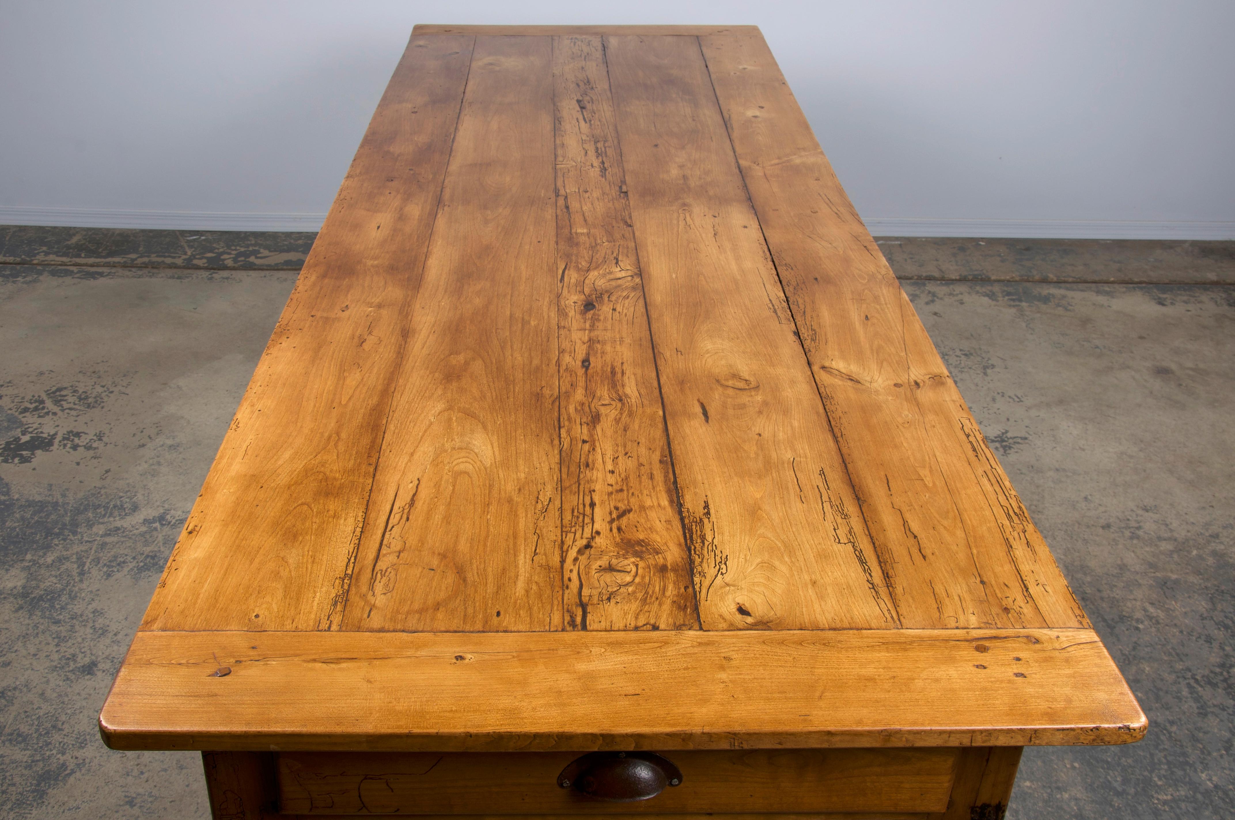 19th Century Country French Provincial Fruitwood Farmhouse Harvest Dining Table 8