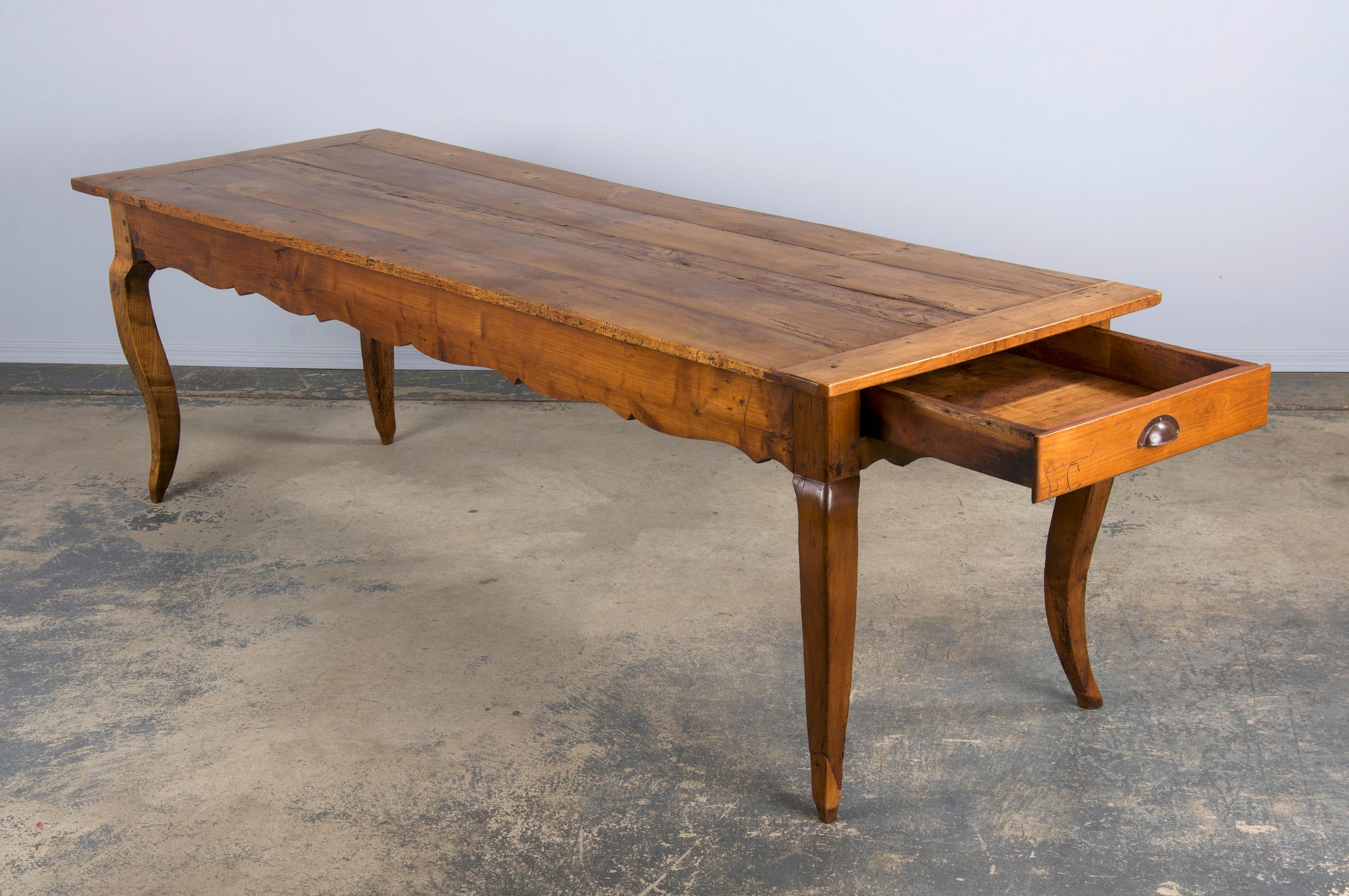 19th Century Country French Provincial Fruitwood Farmhouse Harvest Dining Table 9