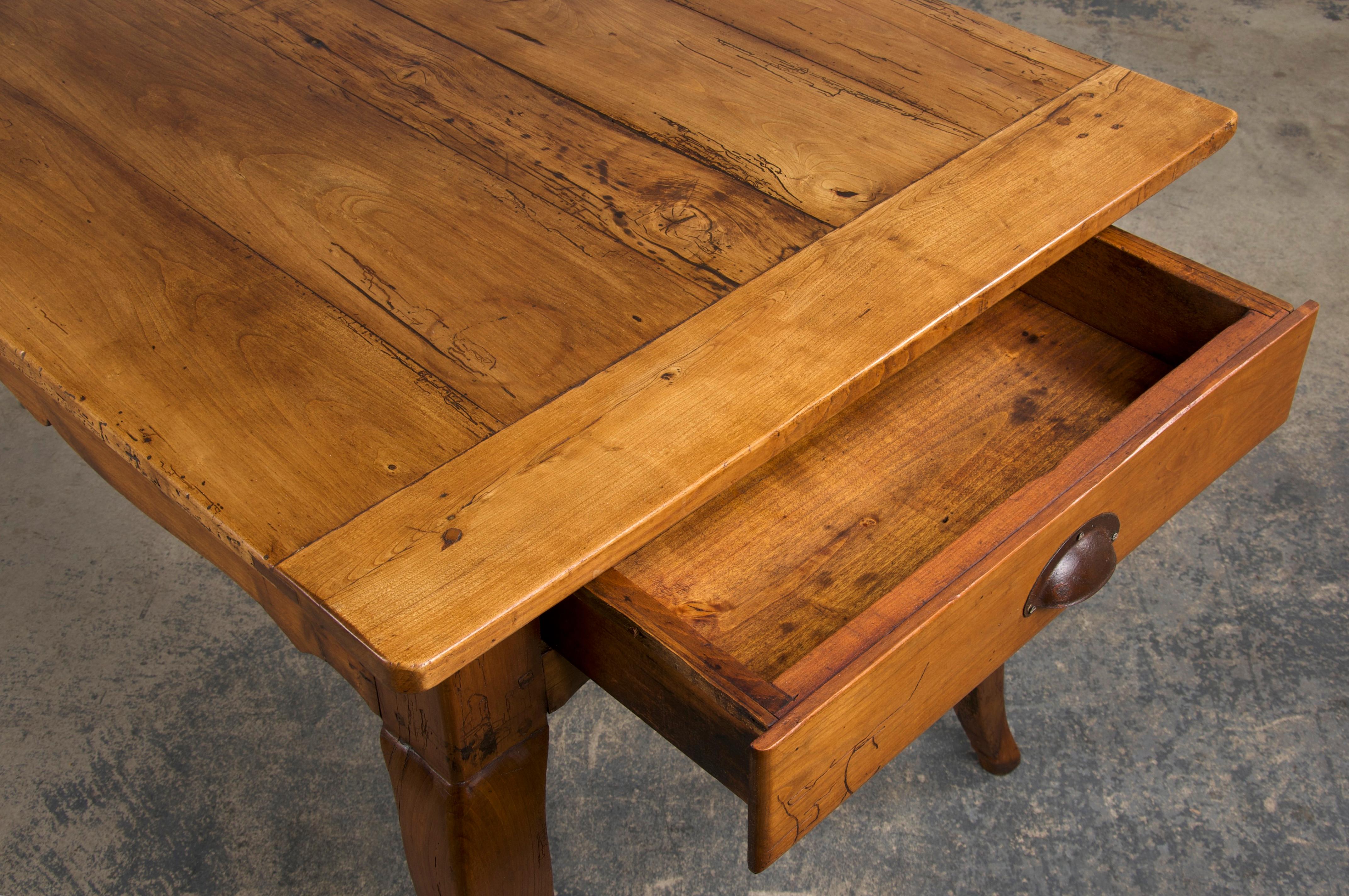 19th Century Country French Provincial Fruitwood Farmhouse Harvest Dining Table 10