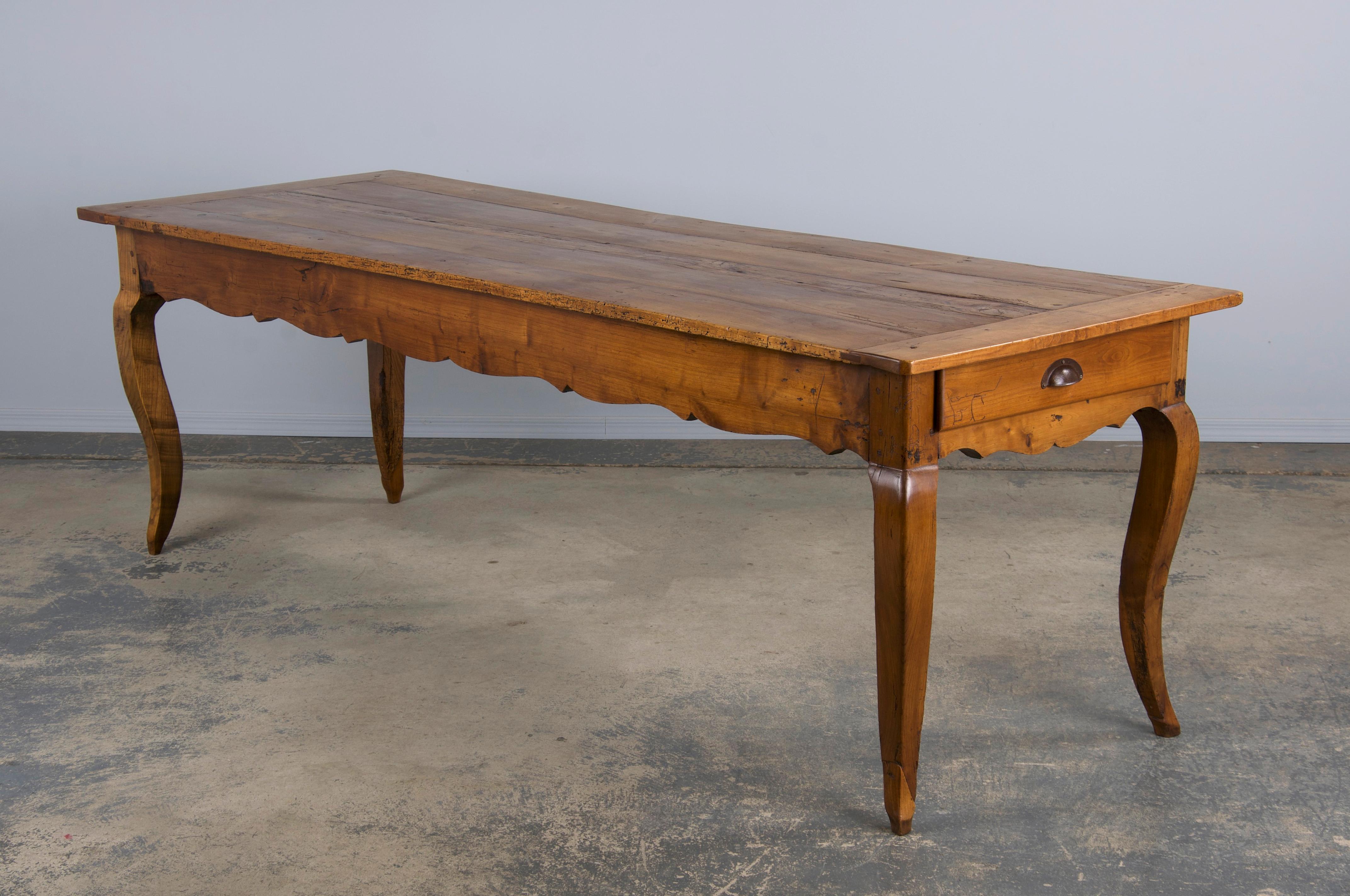 19th Century Country French Provincial Fruitwood Farmhouse Harvest Dining Table 12