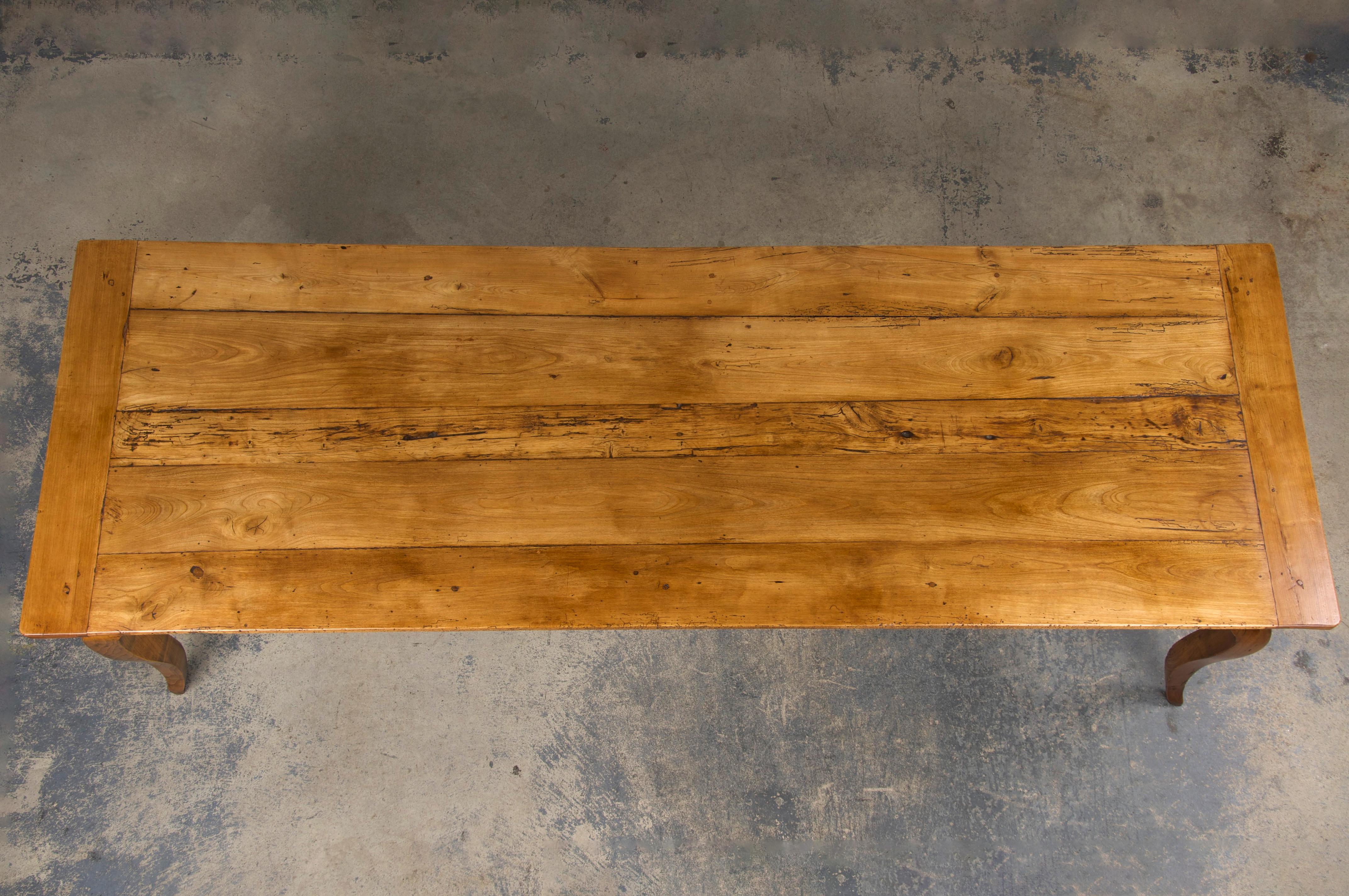19th Century Country French Provincial Fruitwood Farmhouse Harvest Dining Table 1