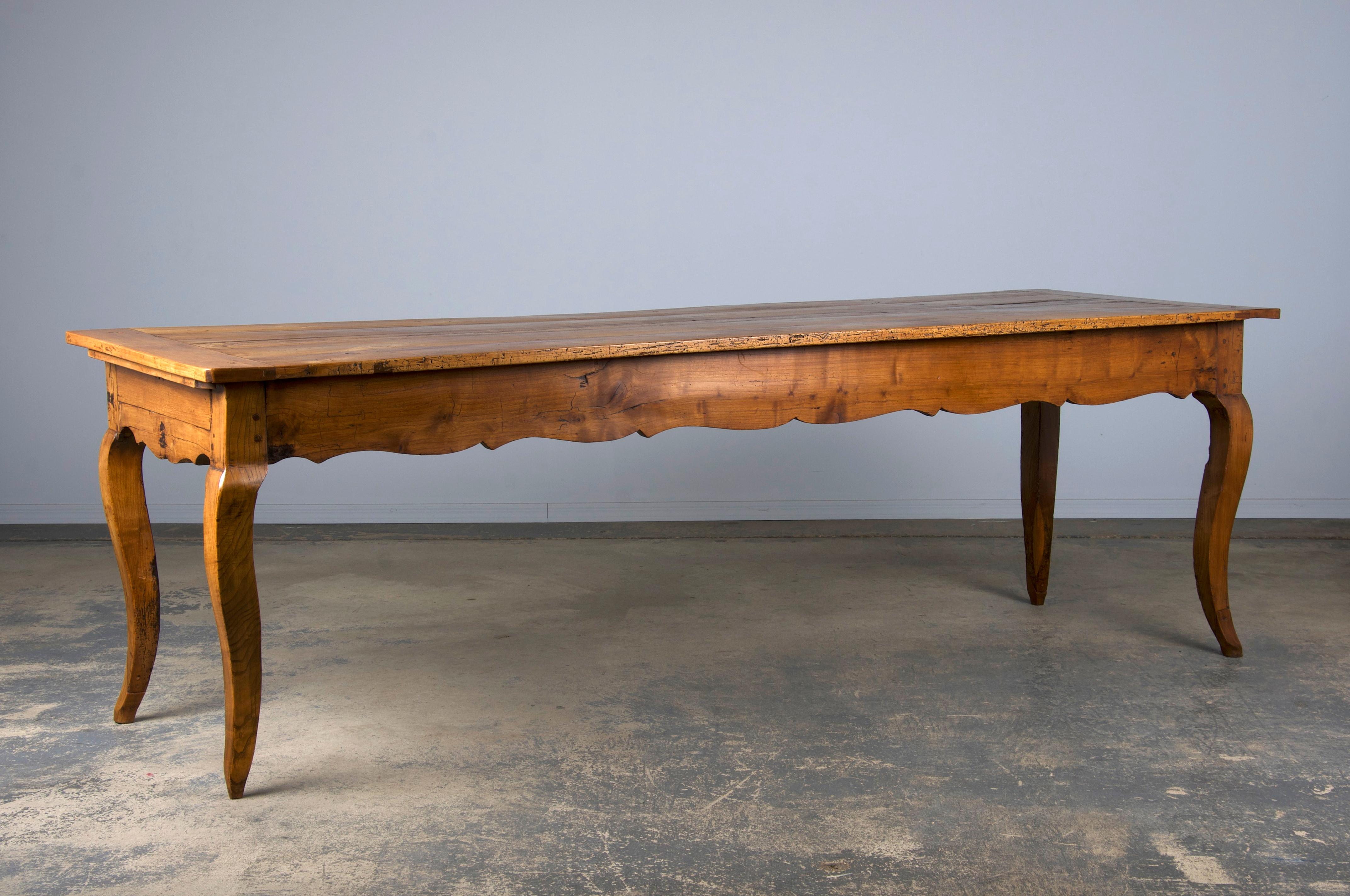 19th Century Country French Provincial Fruitwood Farmhouse Harvest Dining Table 4