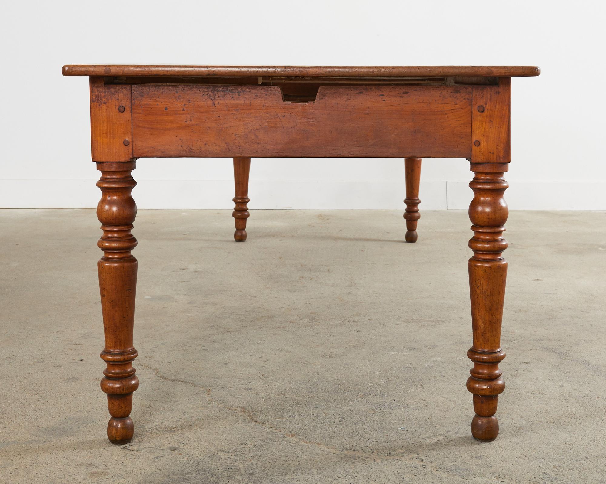 19th Century Country French Provincial Fruitwood Farmhouse Harvest Table 6