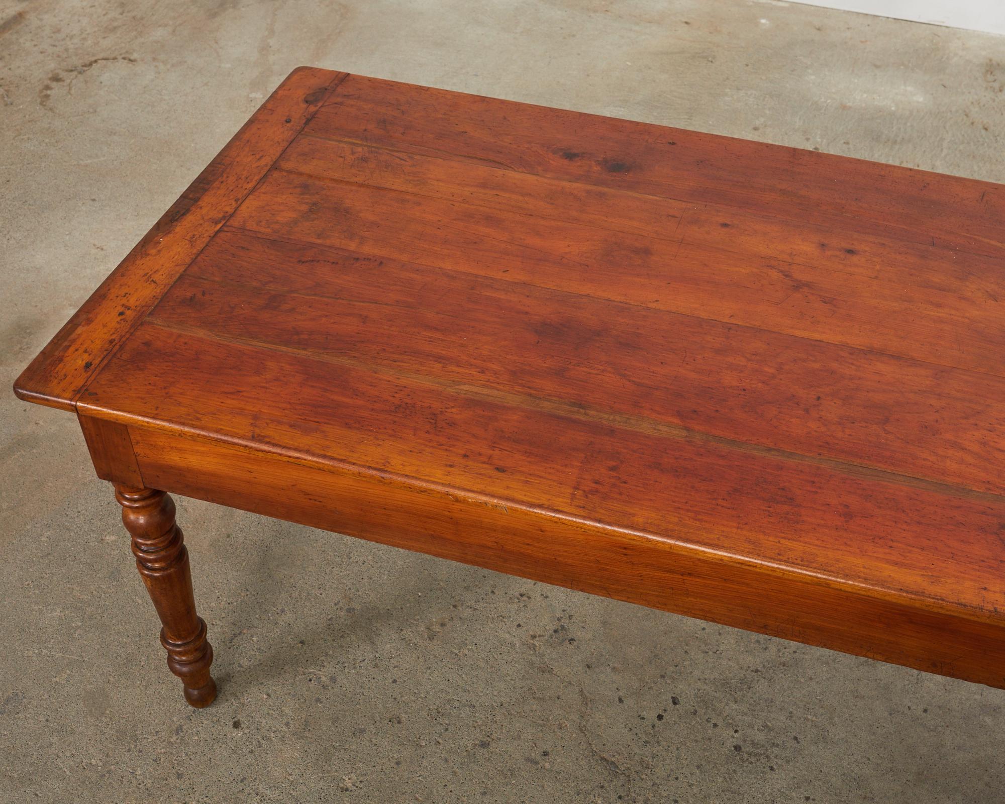 19th Century Country French Provincial Fruitwood Farmhouse Harvest Table In Good Condition For Sale In Rio Vista, CA