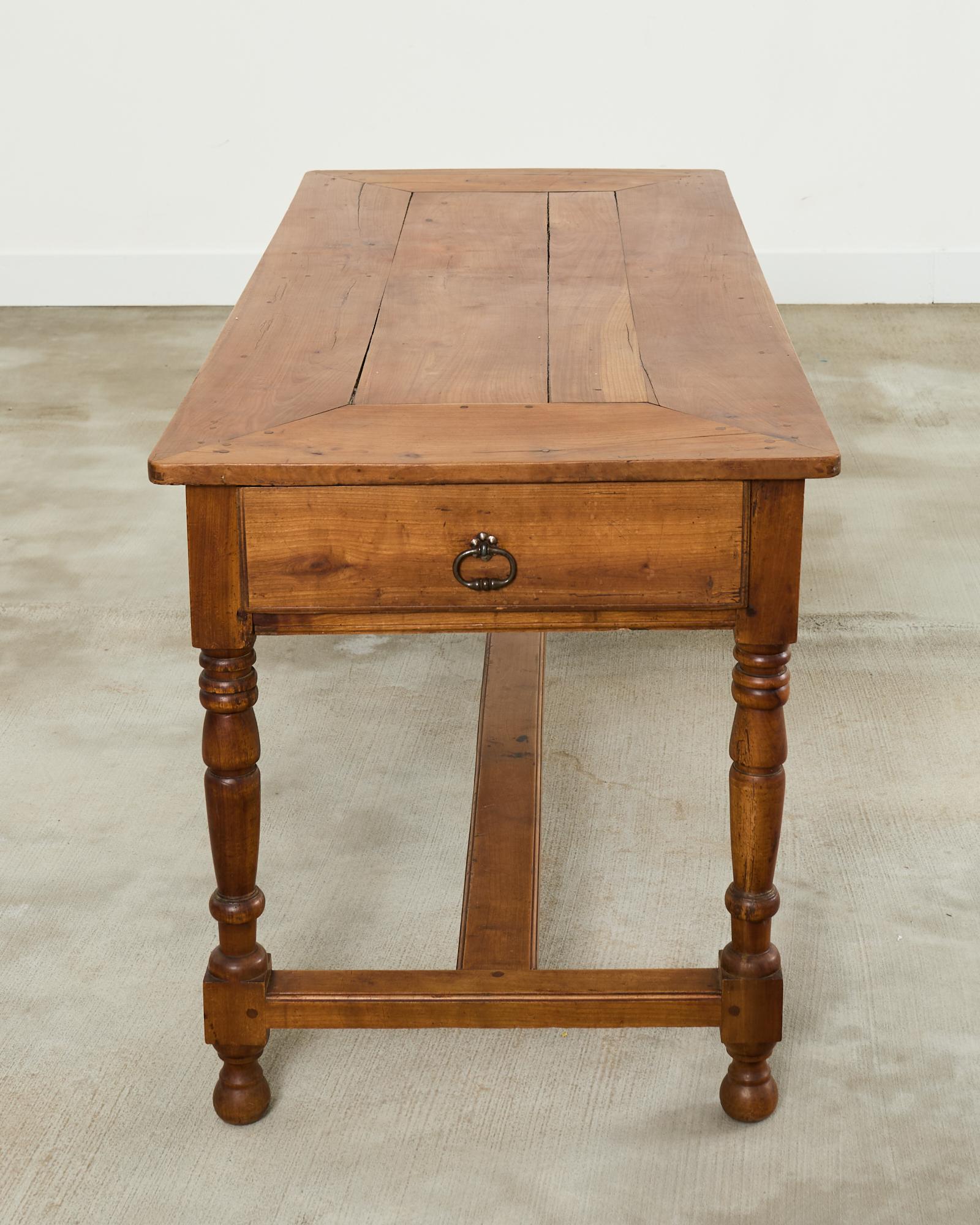 19th Century Country French Provincial Fruitwood Farmhouse Table For Sale 6
