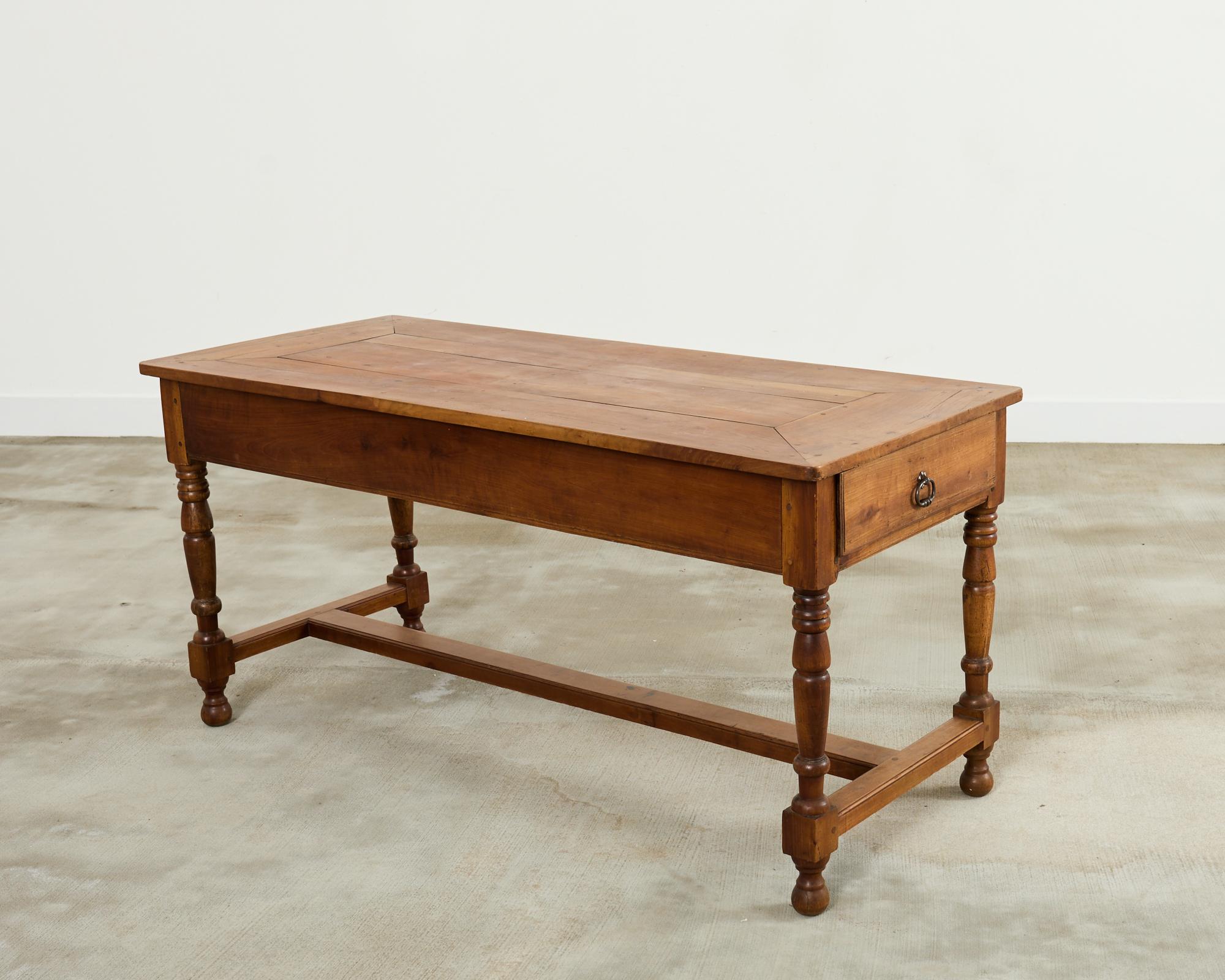 19th Century Country French Provincial Fruitwood Farmhouse Table For Sale 8
