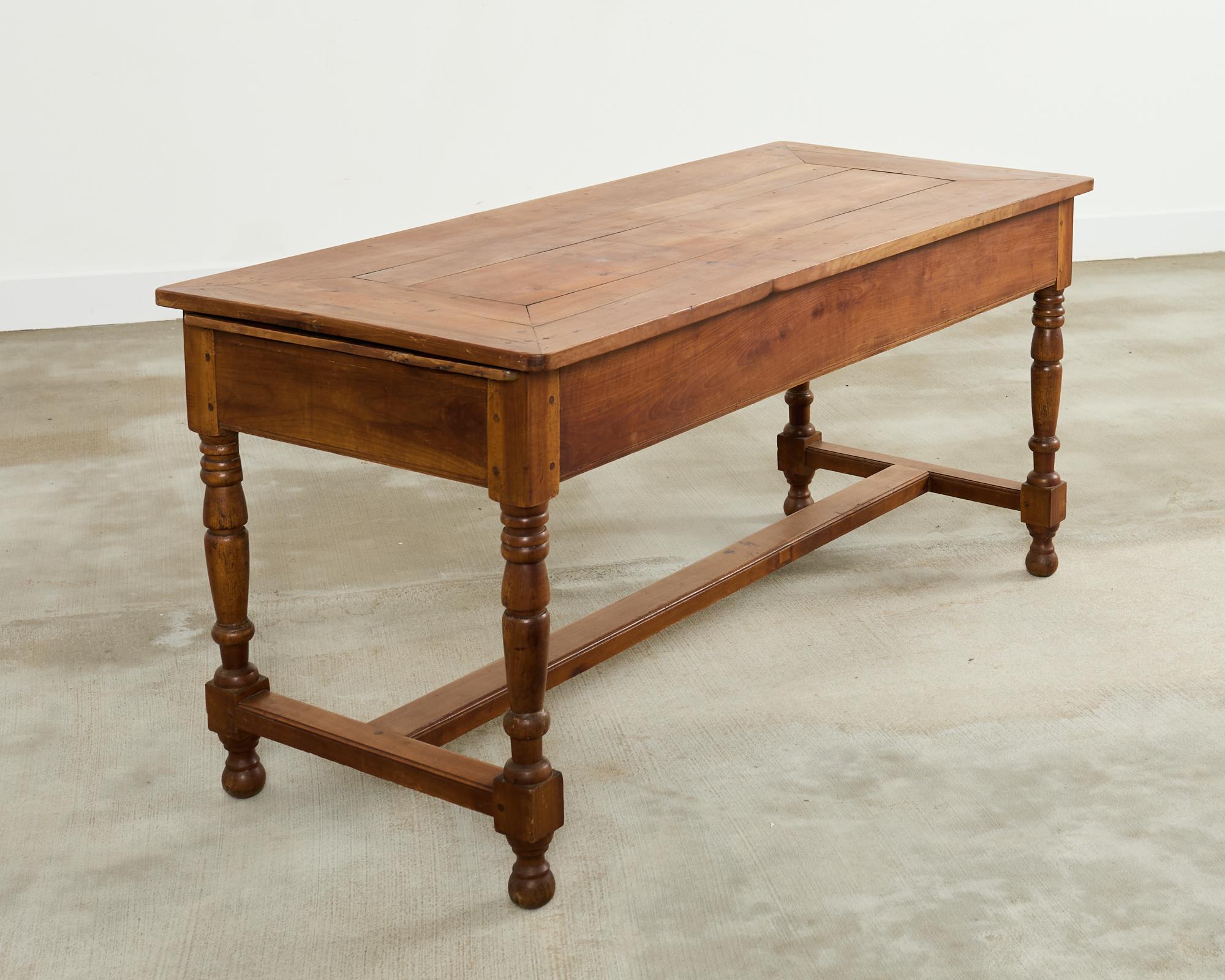 19th Century Country French Provincial Fruitwood Farmhouse Table For Sale 10
