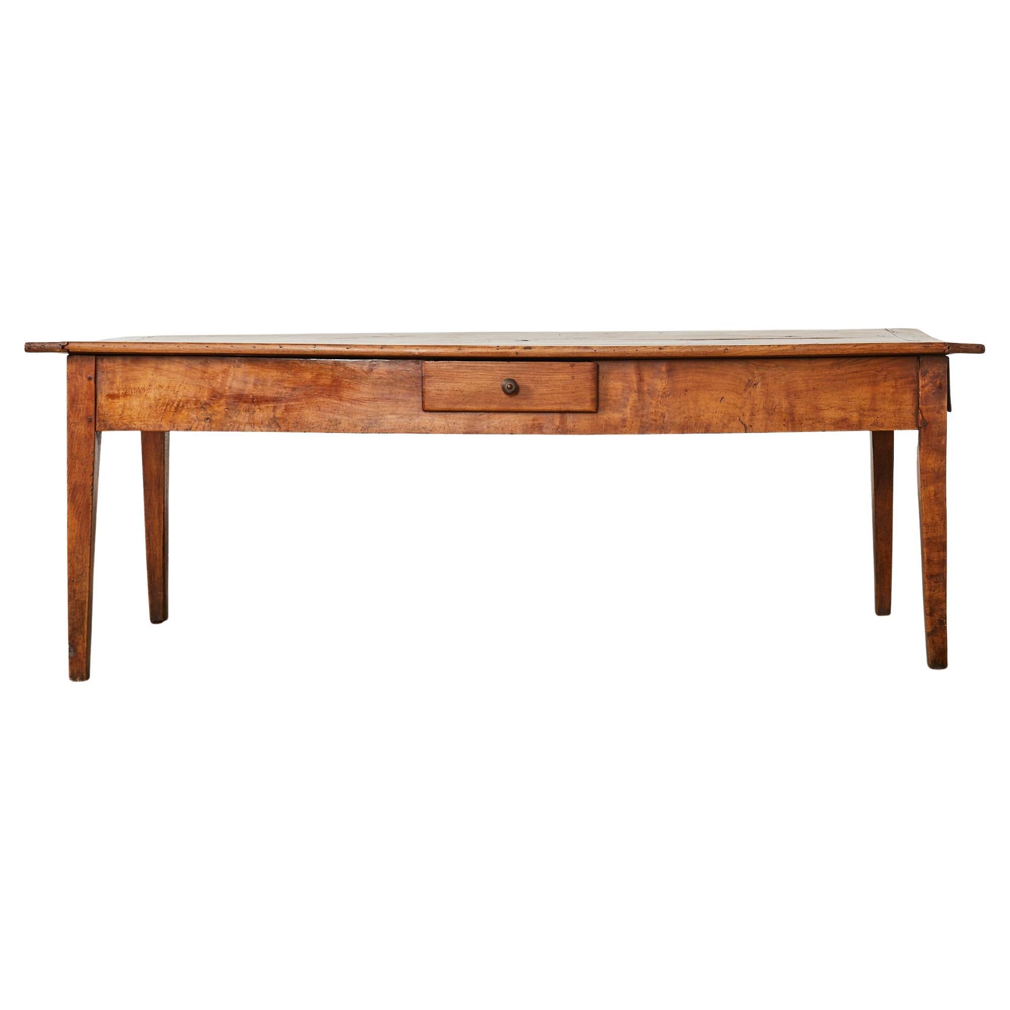 19th Century Country French Provincial Fruitwood Farmhouse Table  For Sale