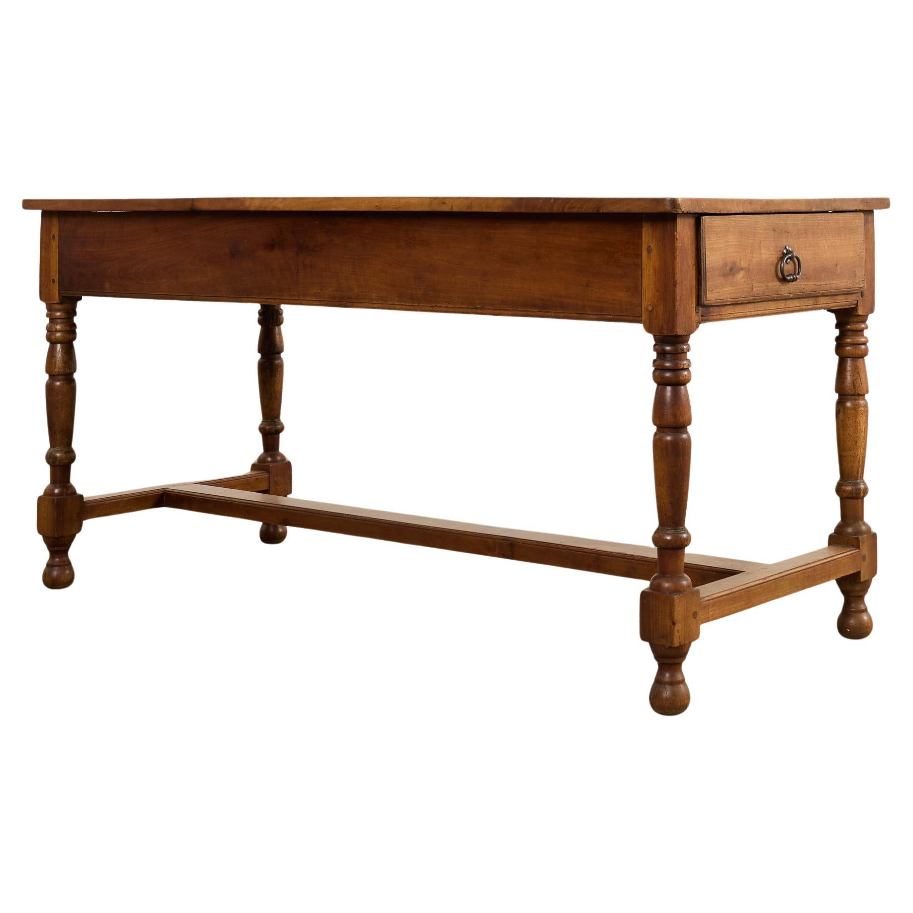 19th Century Country French Provincial Fruitwood Farmhouse Table For Sale