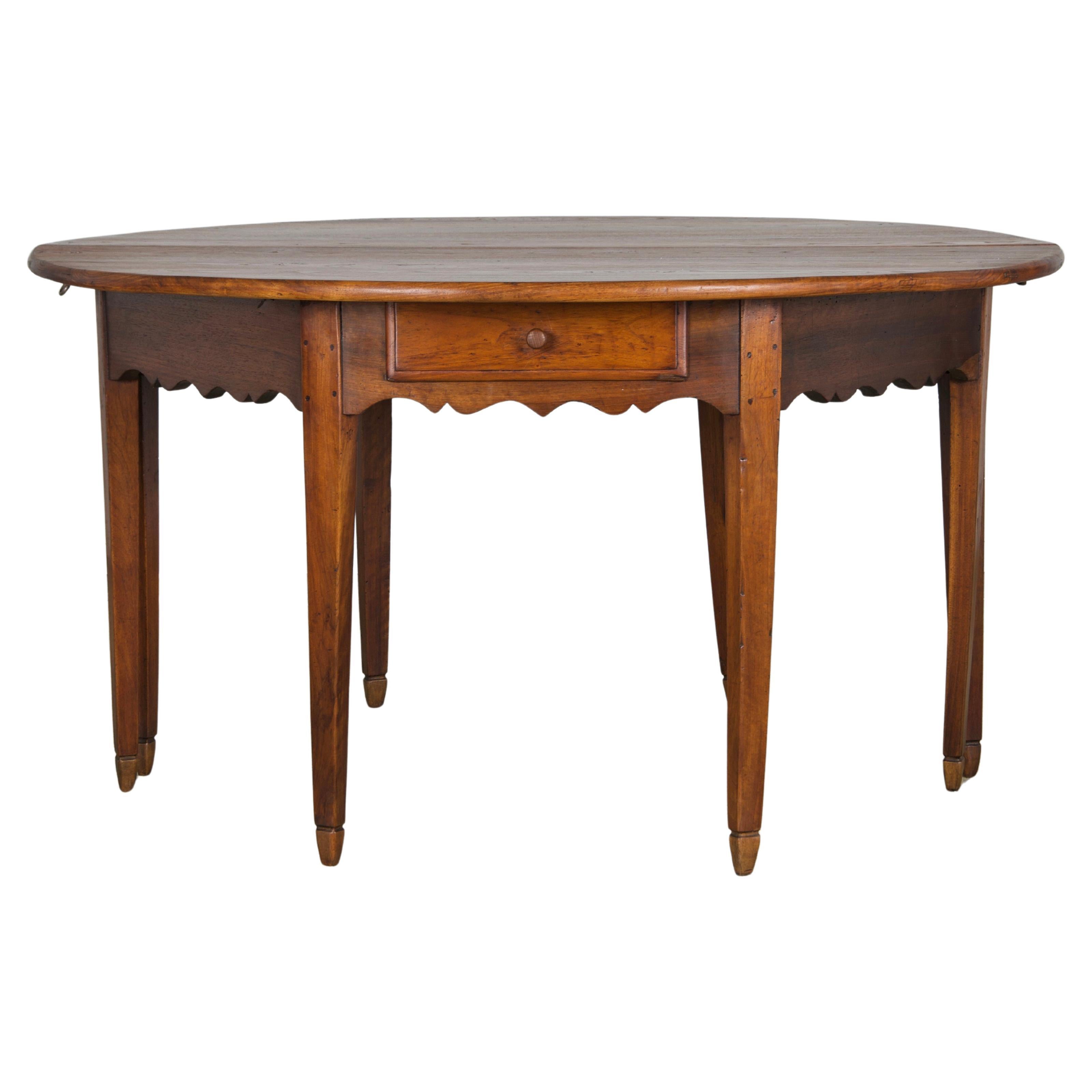 19th Century Country French Provincial Fruitwood Off-Round Farmhouse Table