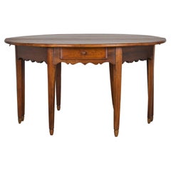 19th Century Country French Provincial Fruitwood Off-Round Farmhouse Table
