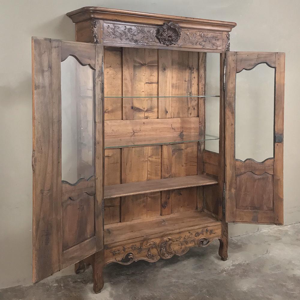 19th Century Country French Provincial Fruitwood Vitrine, Bookcase In Good Condition In Dallas, TX