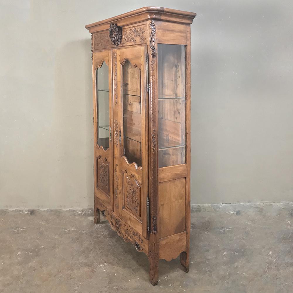 19th Century Country French Provincial Fruitwood Vitrine, Bookcase 1
