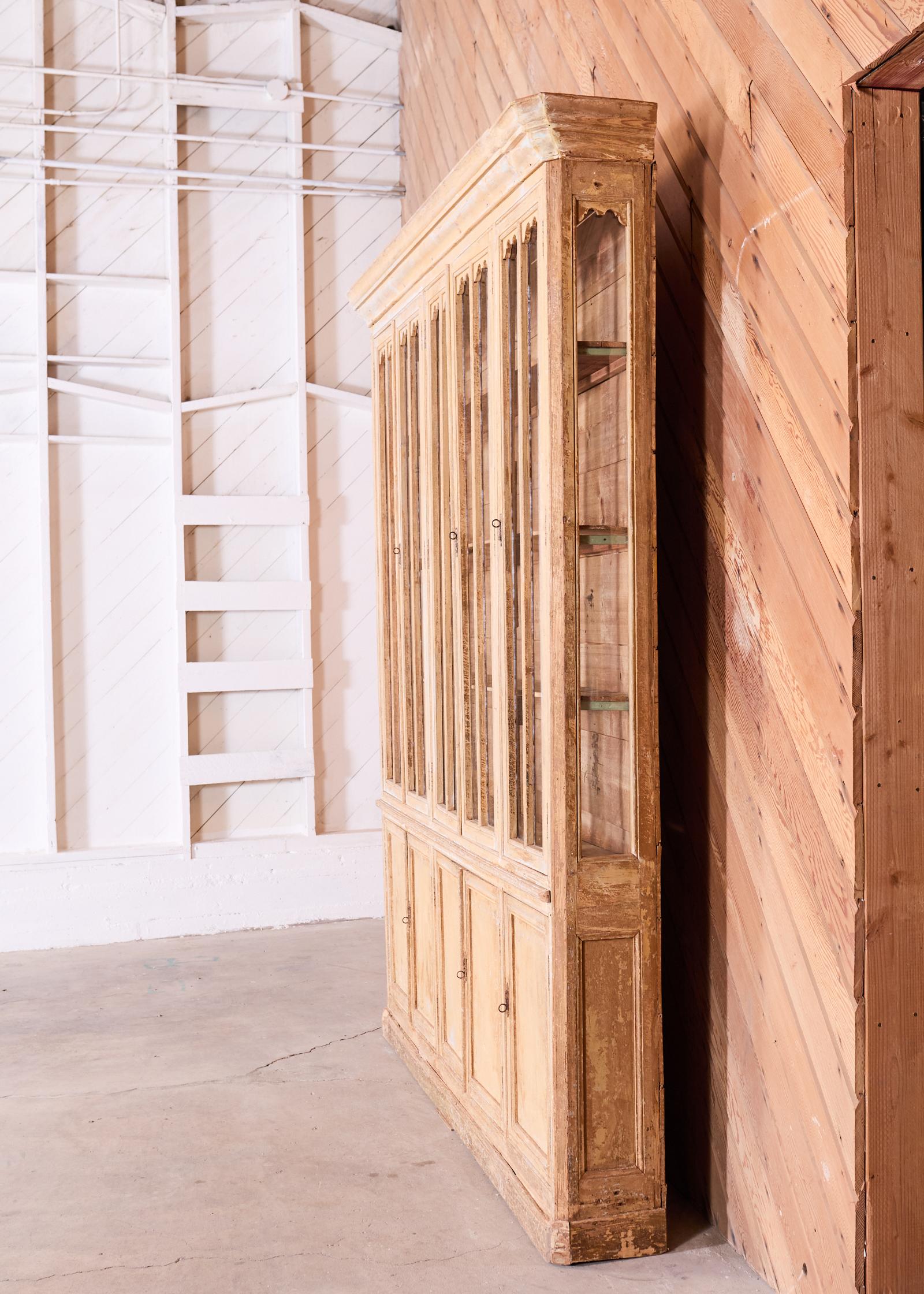 Rustic 19th Century Country French Provincial Library Bookcase Cabinet