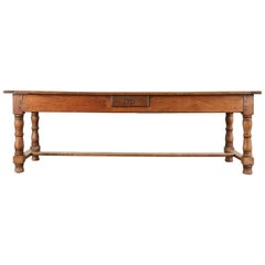 19th Century Country French Provincial Oak Farmhouse Dining Table