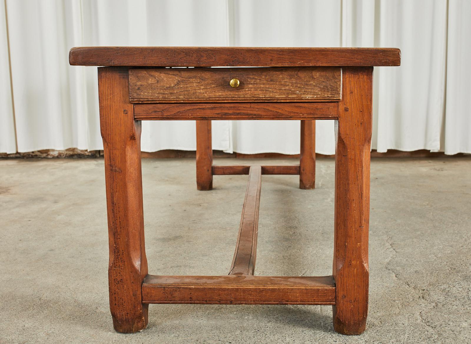 19th Century Country French Provincial Oak Farmhouse Trestle Table 6