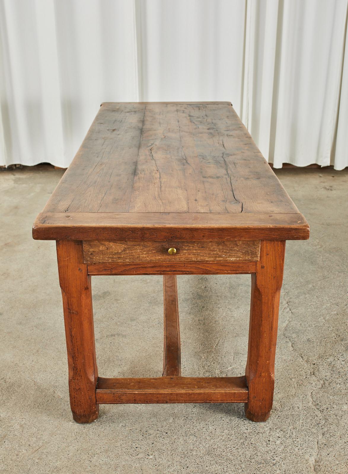 19th Century Country French Provincial Oak Farmhouse Trestle Table 8