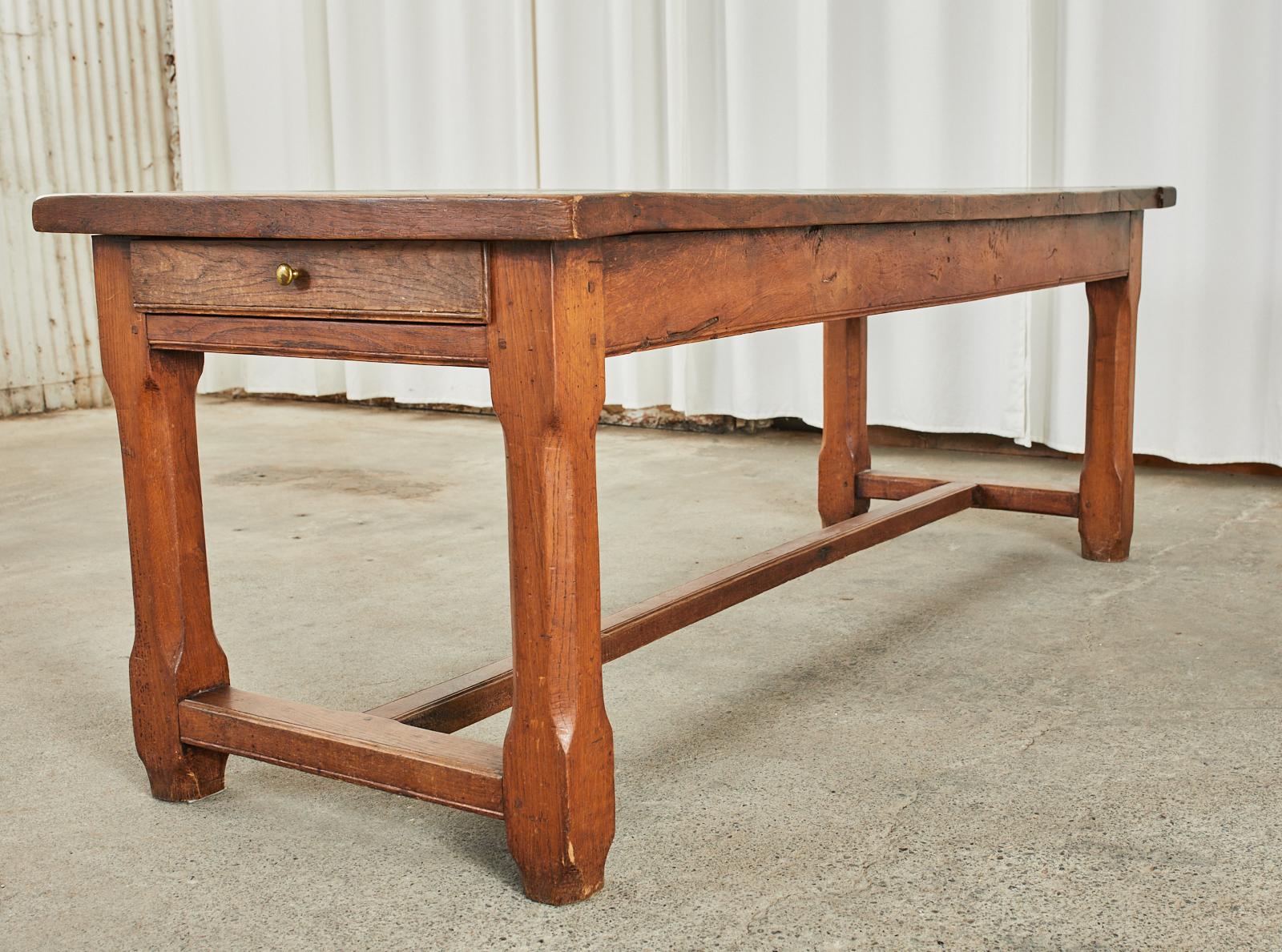 19th Century Country French Provincial Oak Farmhouse Trestle Table 9