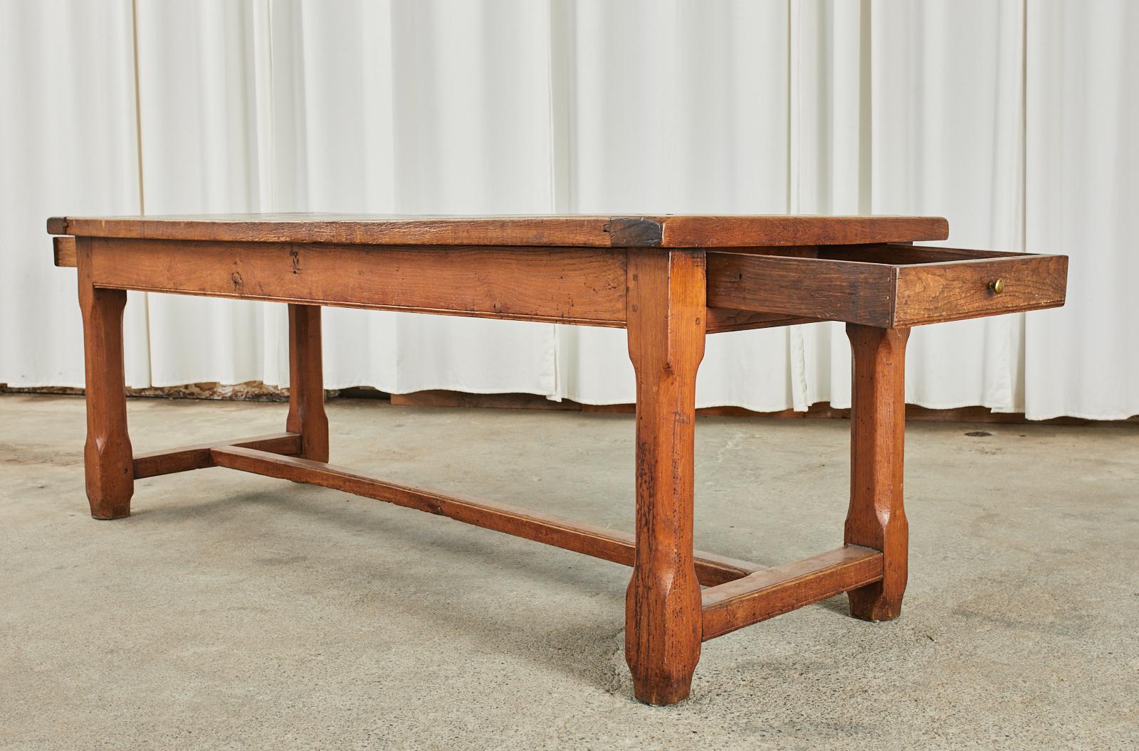 19th Century Country French Provincial Oak Farmhouse Trestle Table 3
