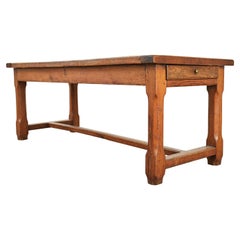19th Century Country French Provincial Oak Farmhouse Trestle Table