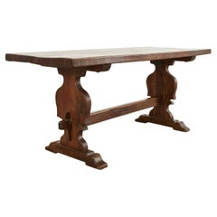 19th Century Country French Provincial Oak Farmhouse Trestle Table