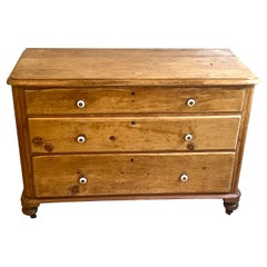 Antique 19th Century Country French Provincial Pine Commode, Dresser or Chest of Drawers