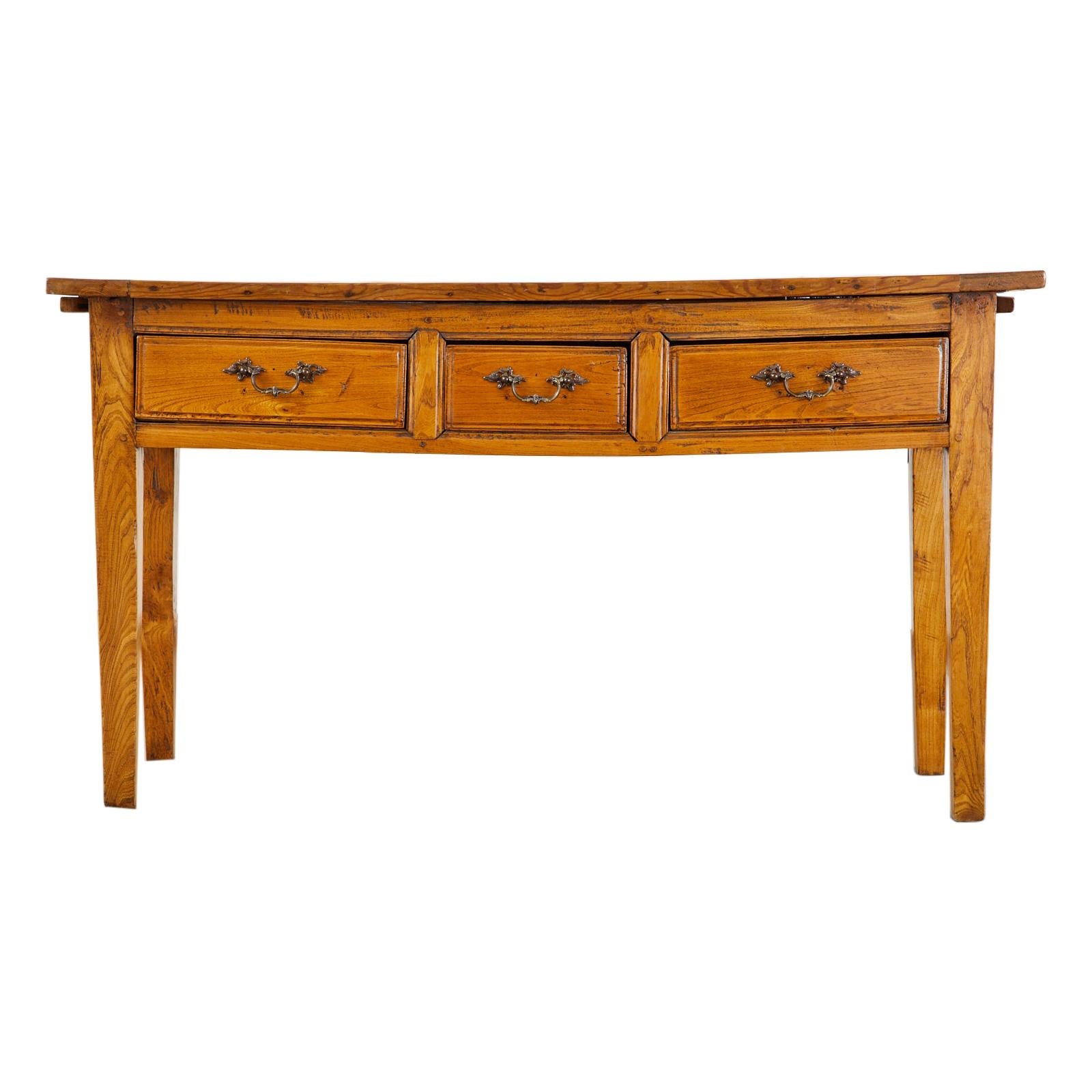 Late 19th Century French Fruitwood Server with Two Drawers and Tapered Legs  For Sale at 1stDibs