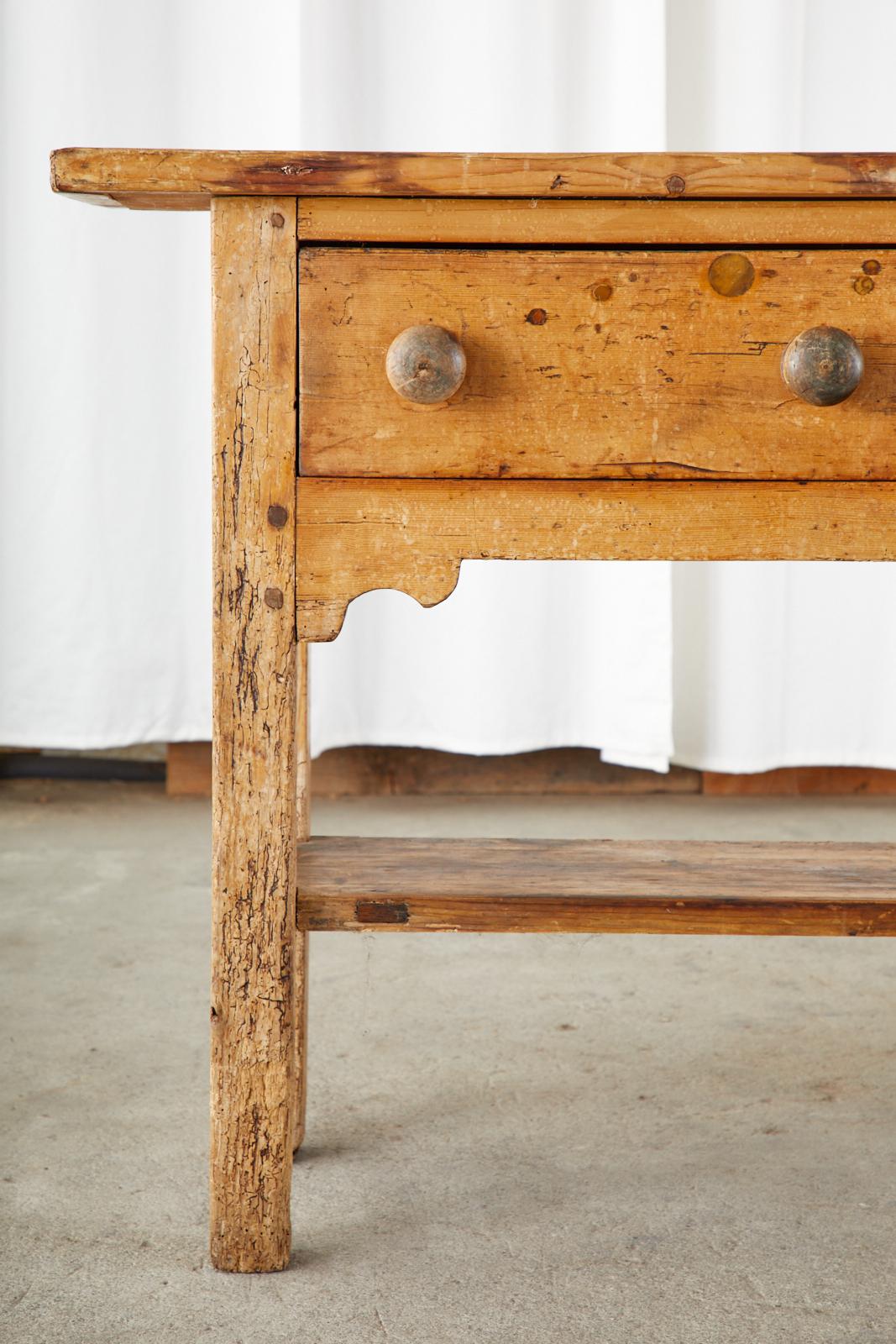 19th Century Country French Provincial Pine Console Table Server 6