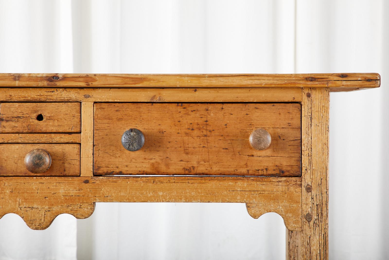 19th Century Country French Provincial Pine Console Table Server 7