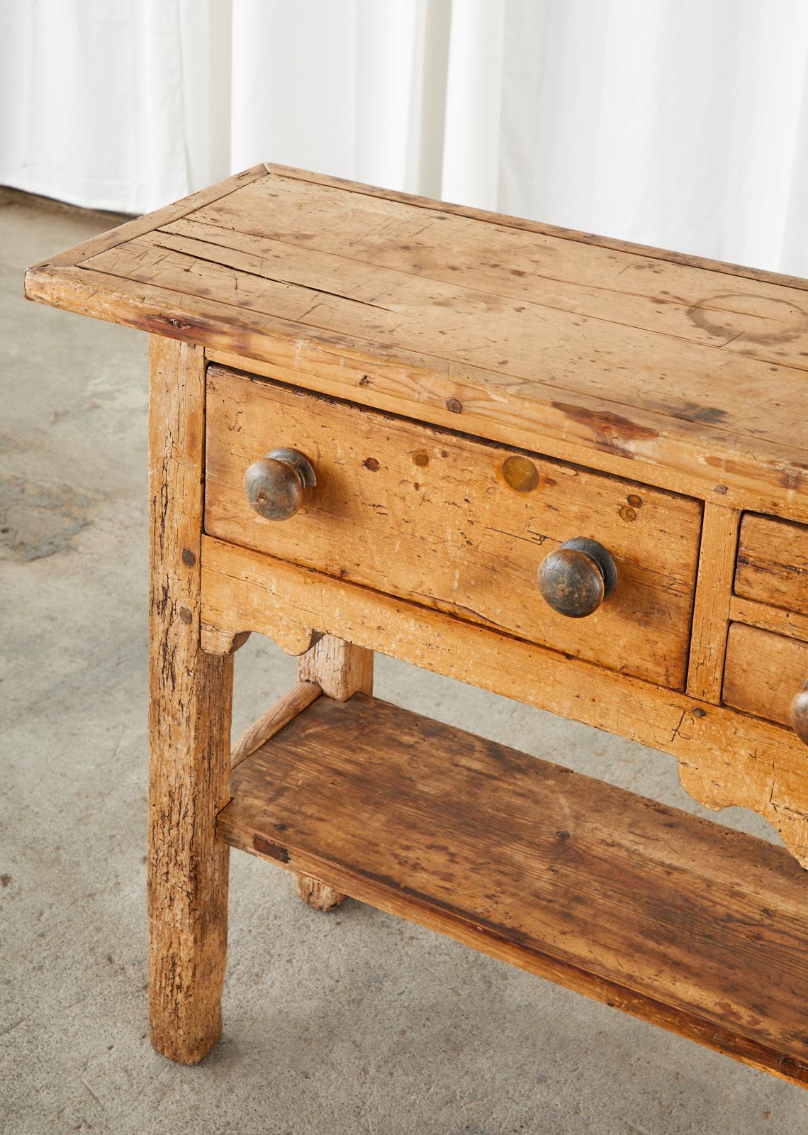 19th Century Country French Provincial Pine Console Table Server 4